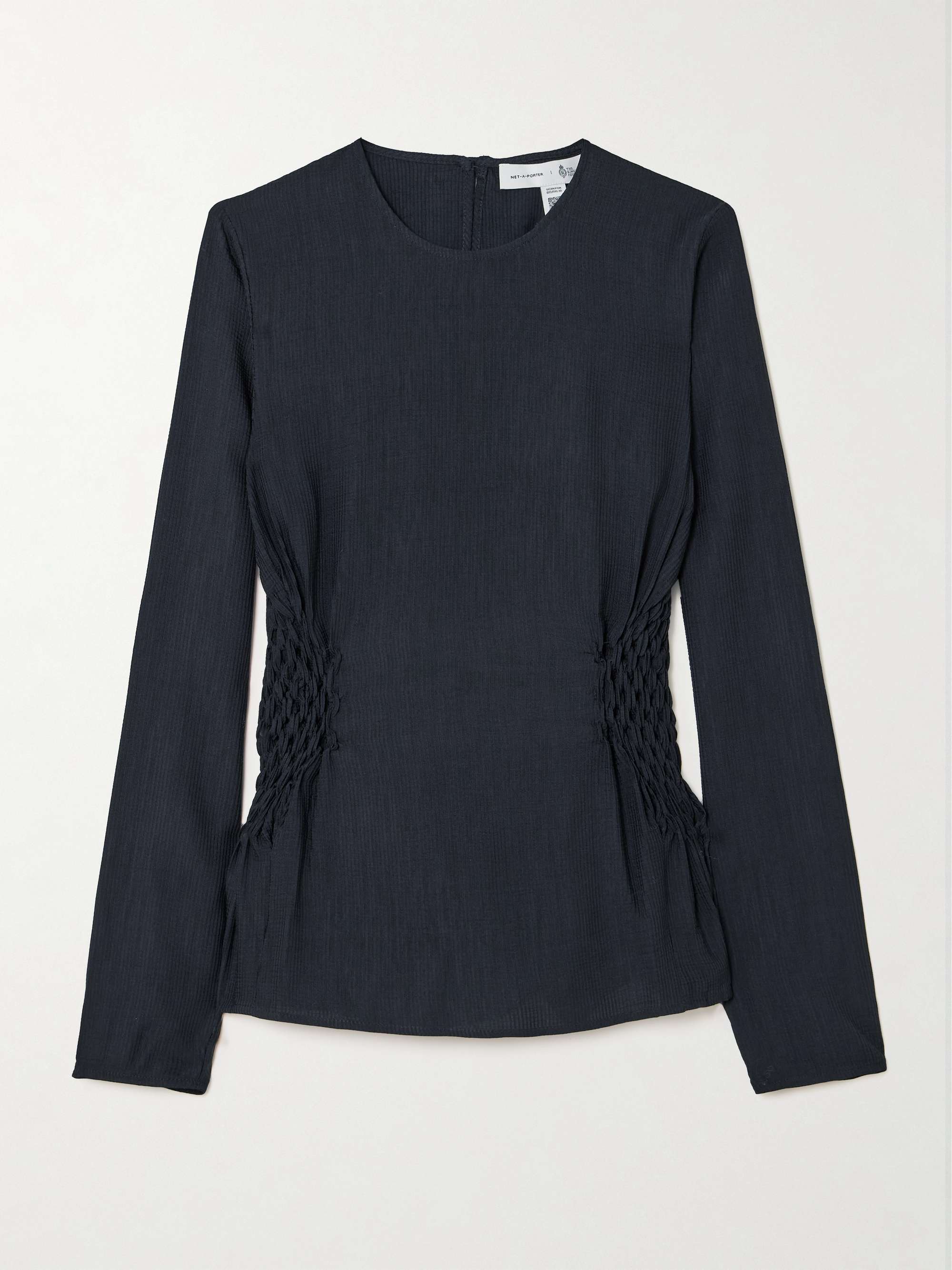 Smocked LENZING™ ECOVERO™, ENKA® and wool-blend blouse view