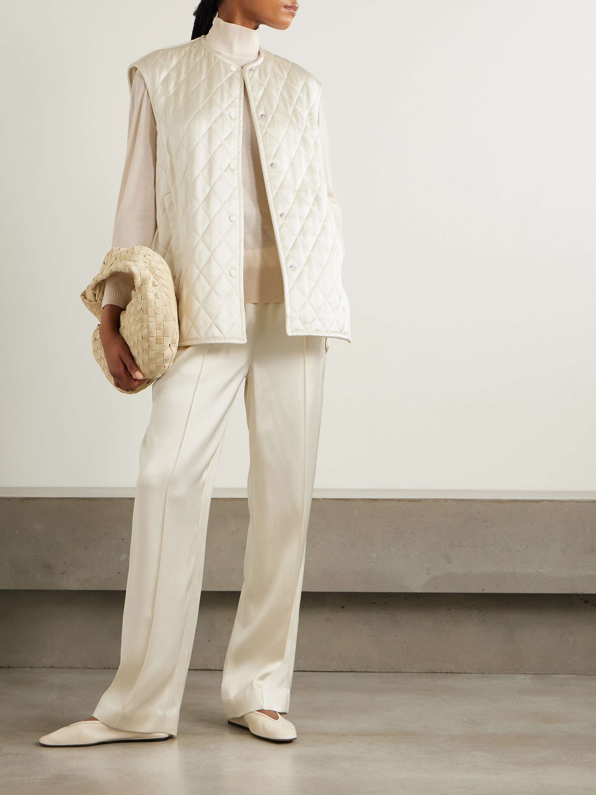Quilted padded satin vest view