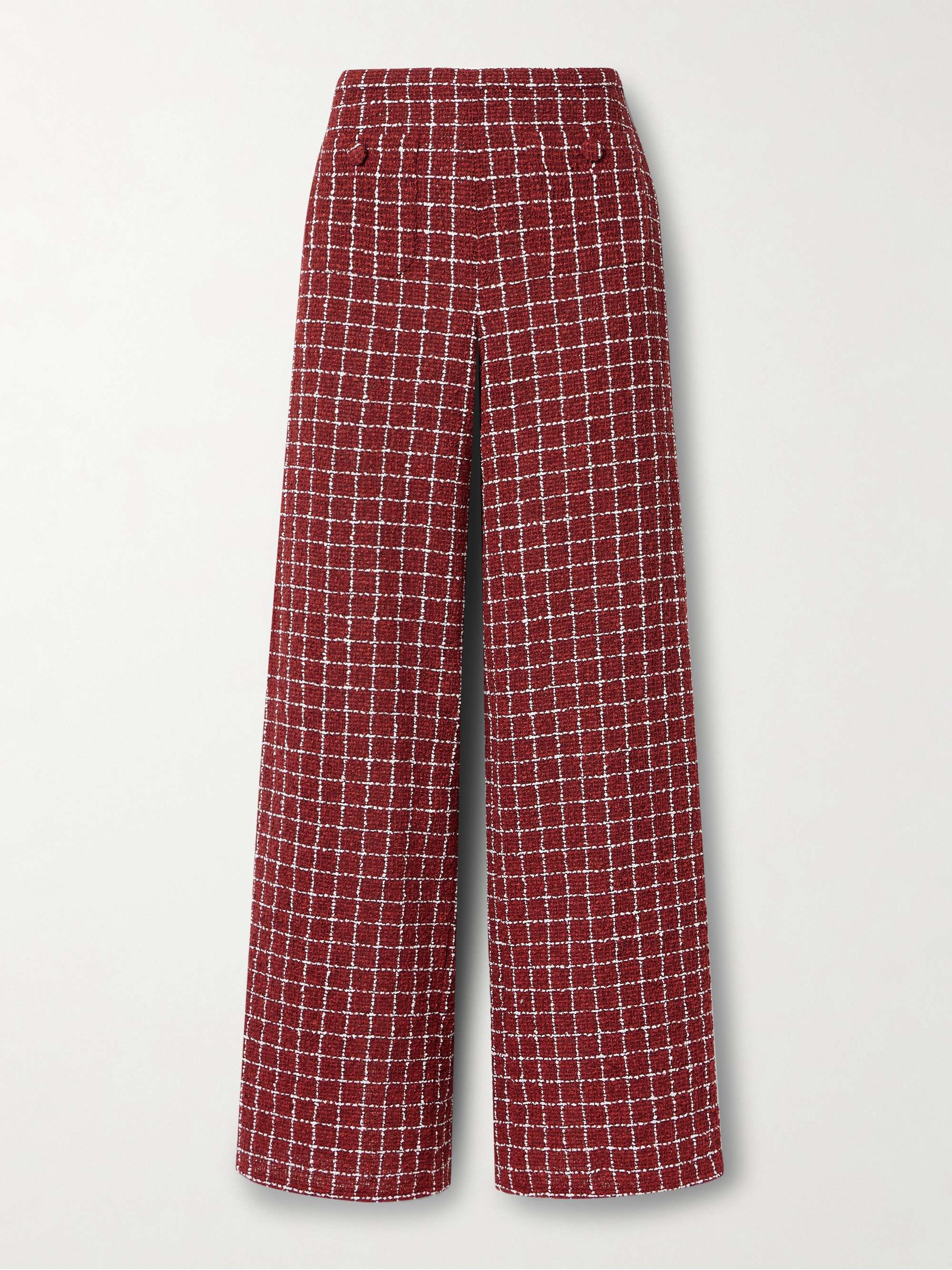 Amelia checked bouclé-tweed wide-leg pants view