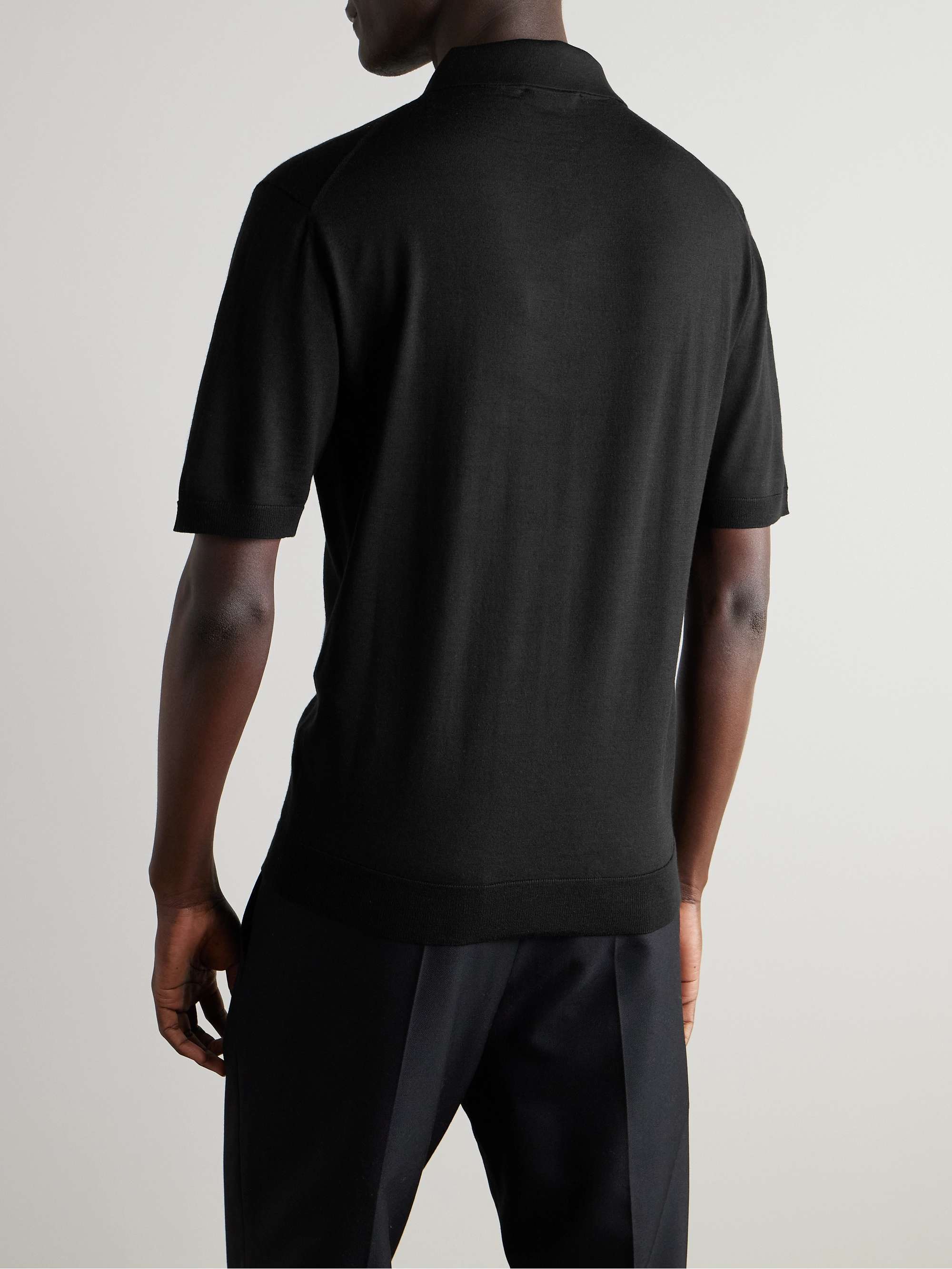 Logo-Intarsia Wool-Blend Polo Shirt view