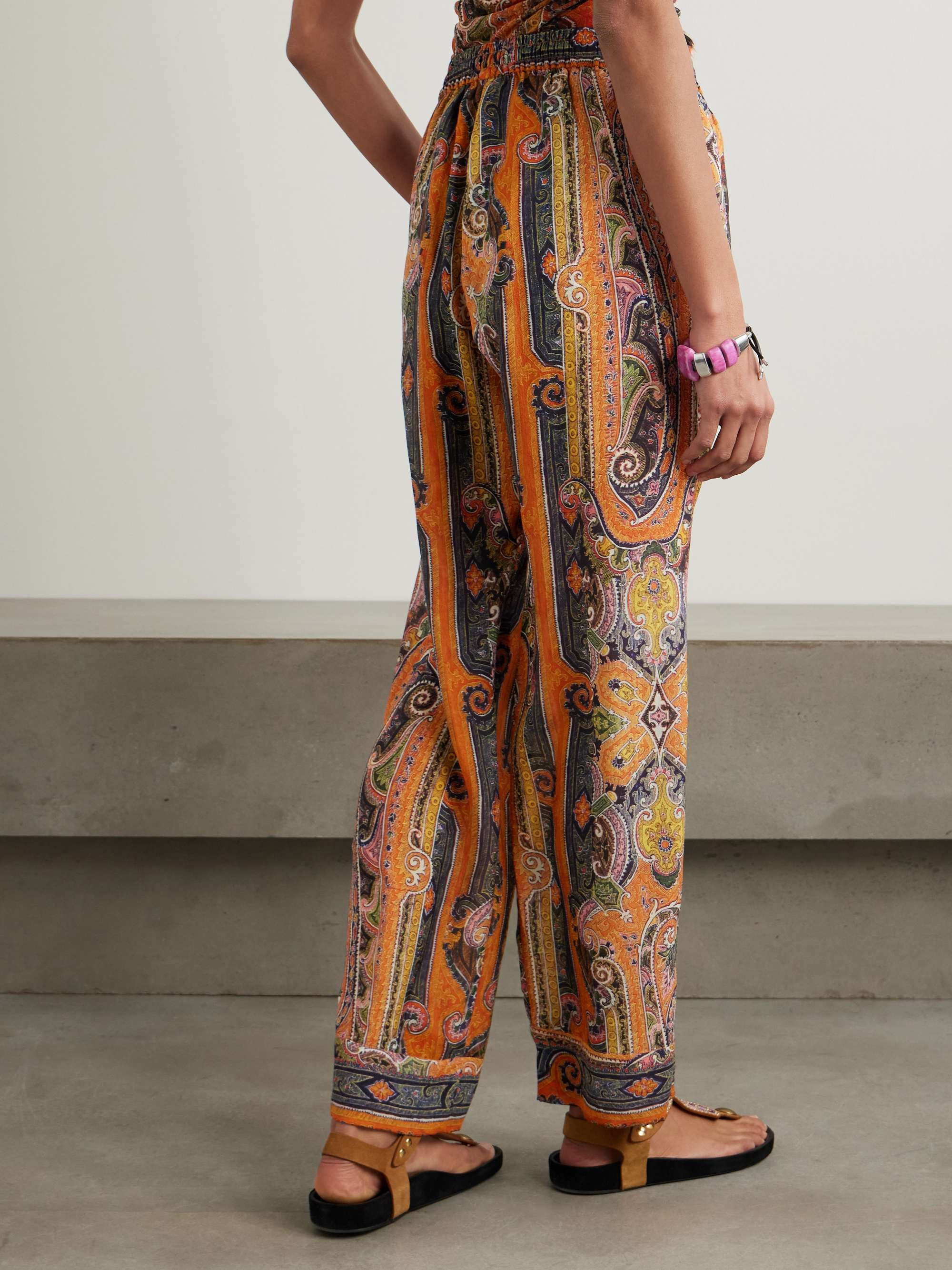 Sydna printed silk-voile wide-leg pants view