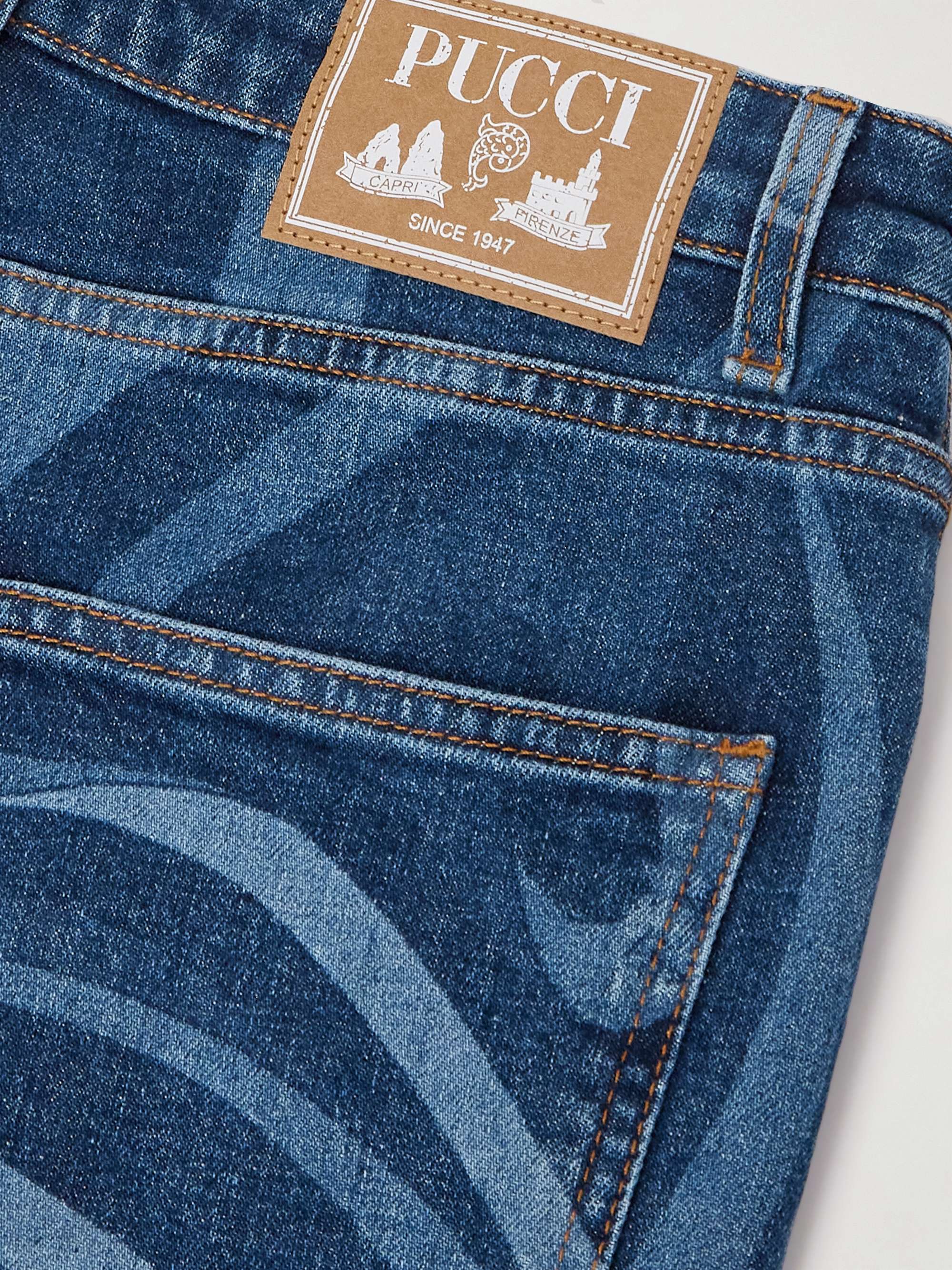 Printed high-rise straight-leg jeans view