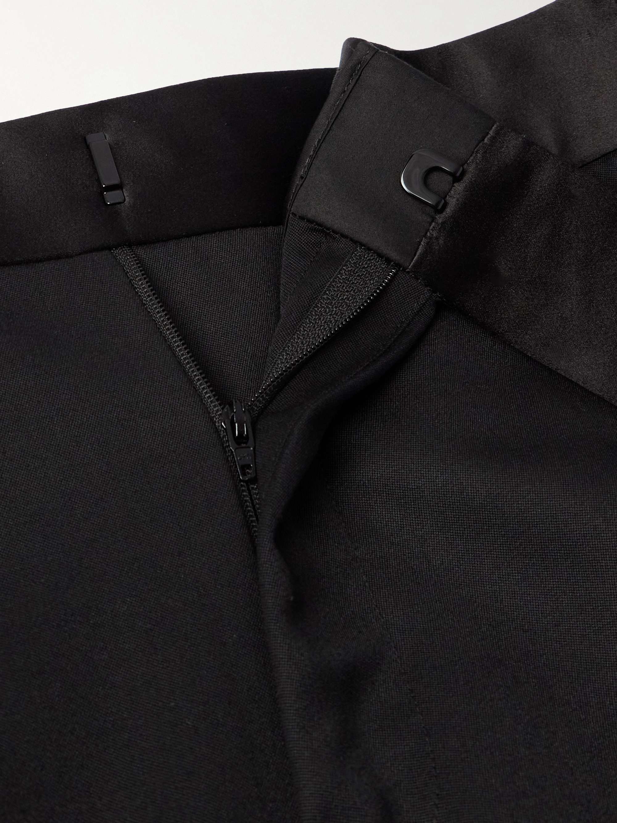 Straight-Leg Belted Satin-Trimmed Wool and Mohair-Blend Tuxedo Trousers view