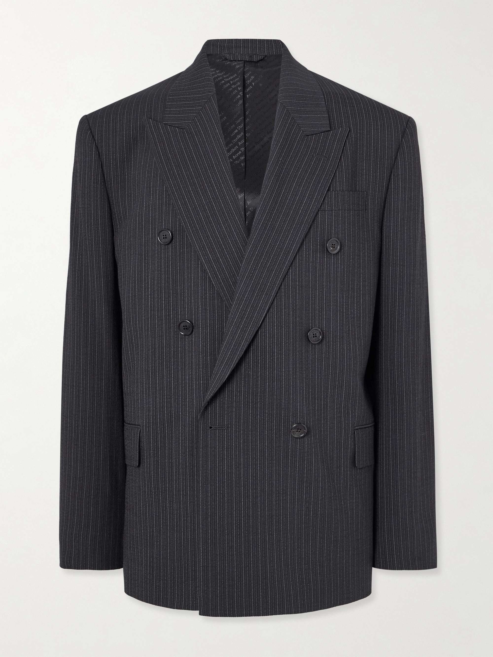 Jarvel Double-Breasted Pinstriped Wool-Blend Suit Jacket view