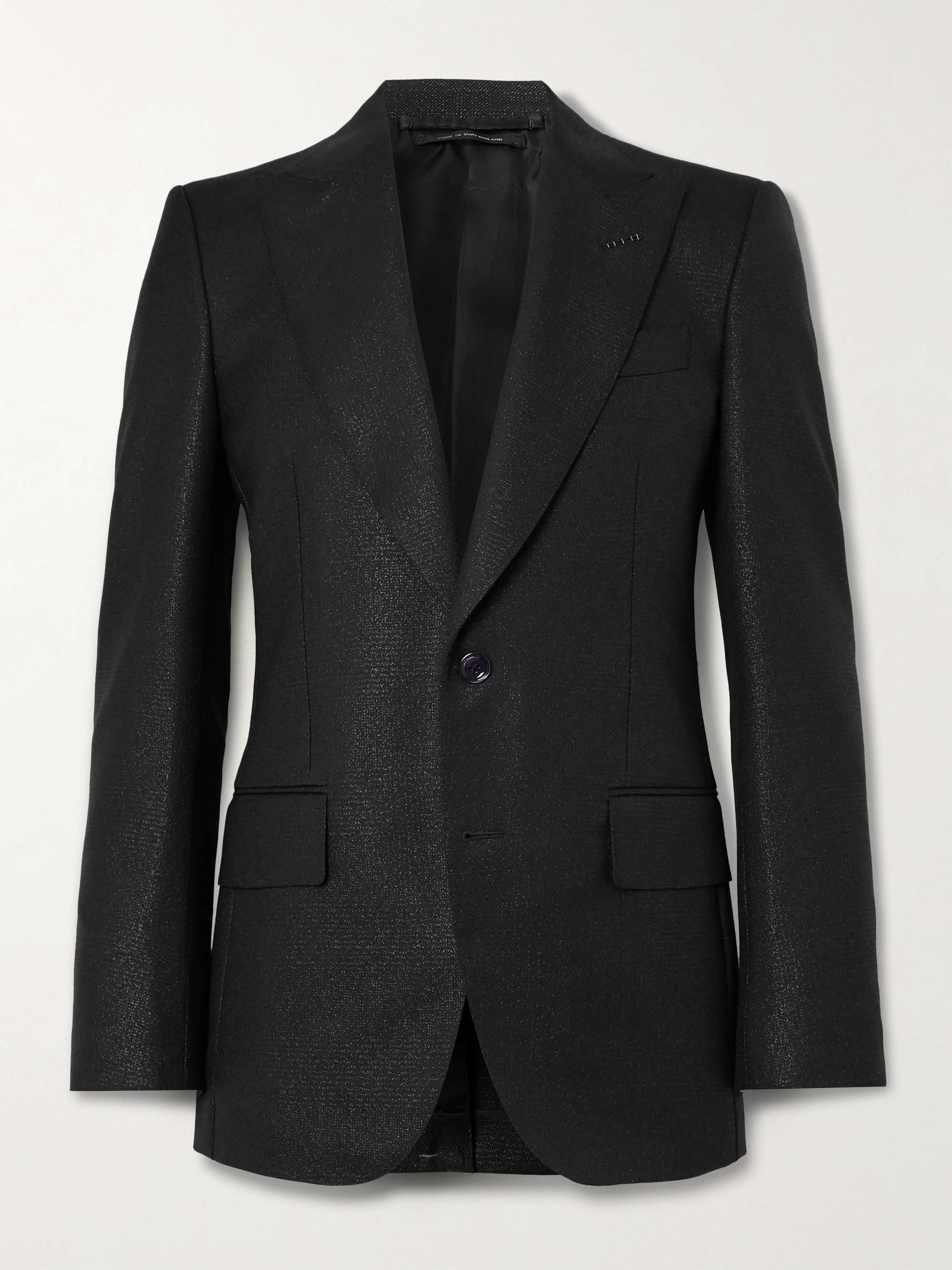 Metallic Prince of Wales Checked Wool-Blend Tuxedo Jacket view
