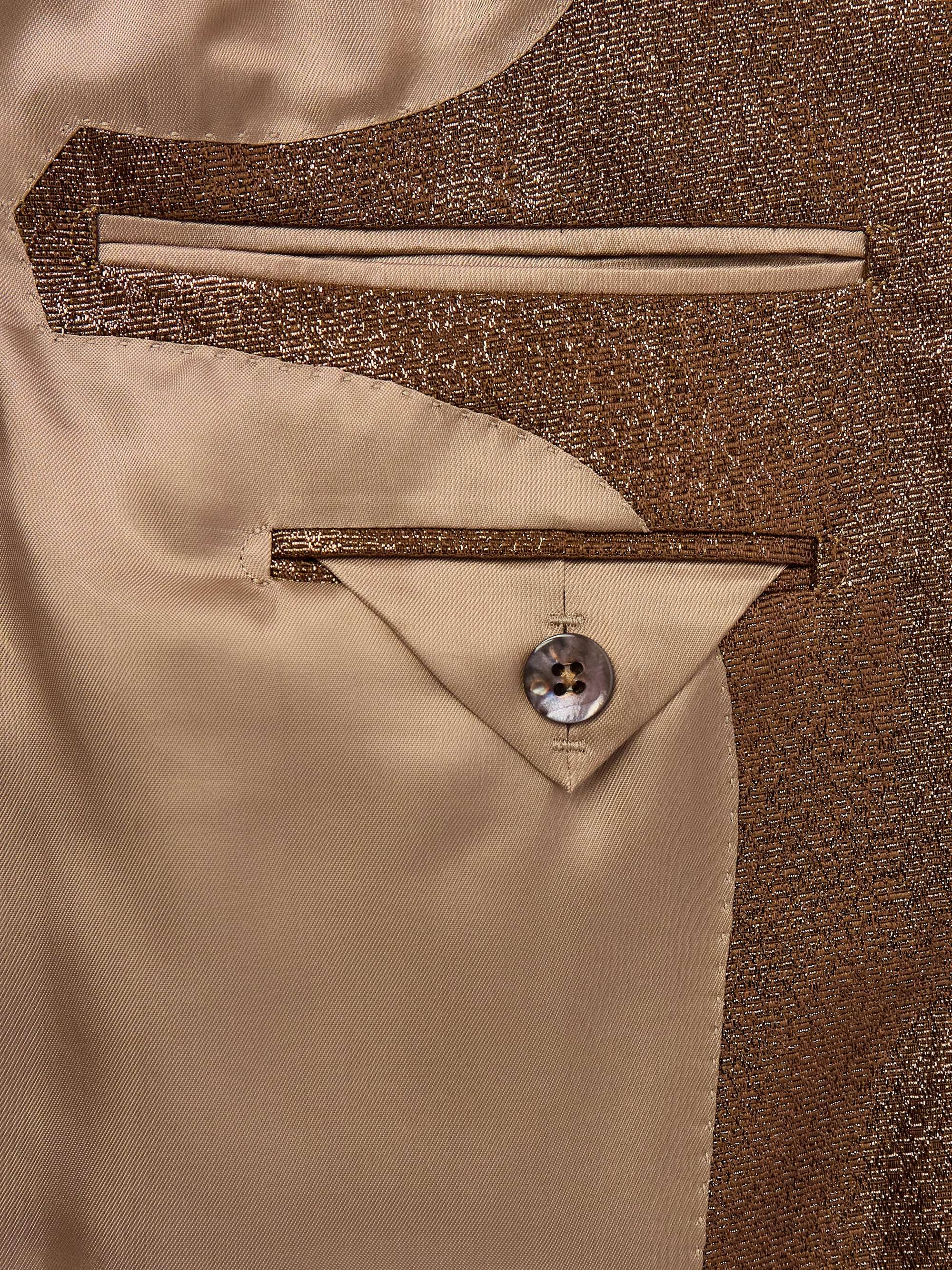 Slim-Fit Croc-Effect Coated Wool-Blend Tuxedo Jacket view