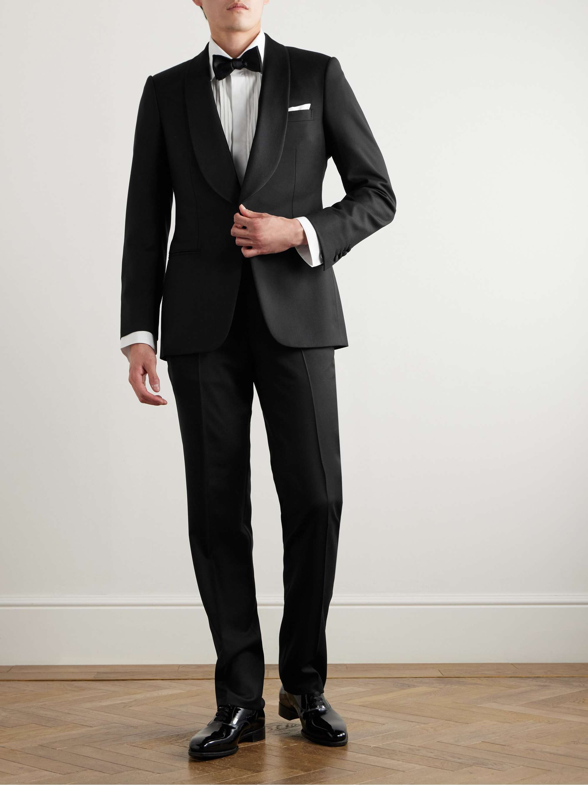 Straight-Leg Grosgrain-Trimmed Wool Tuxedo Trousers view
