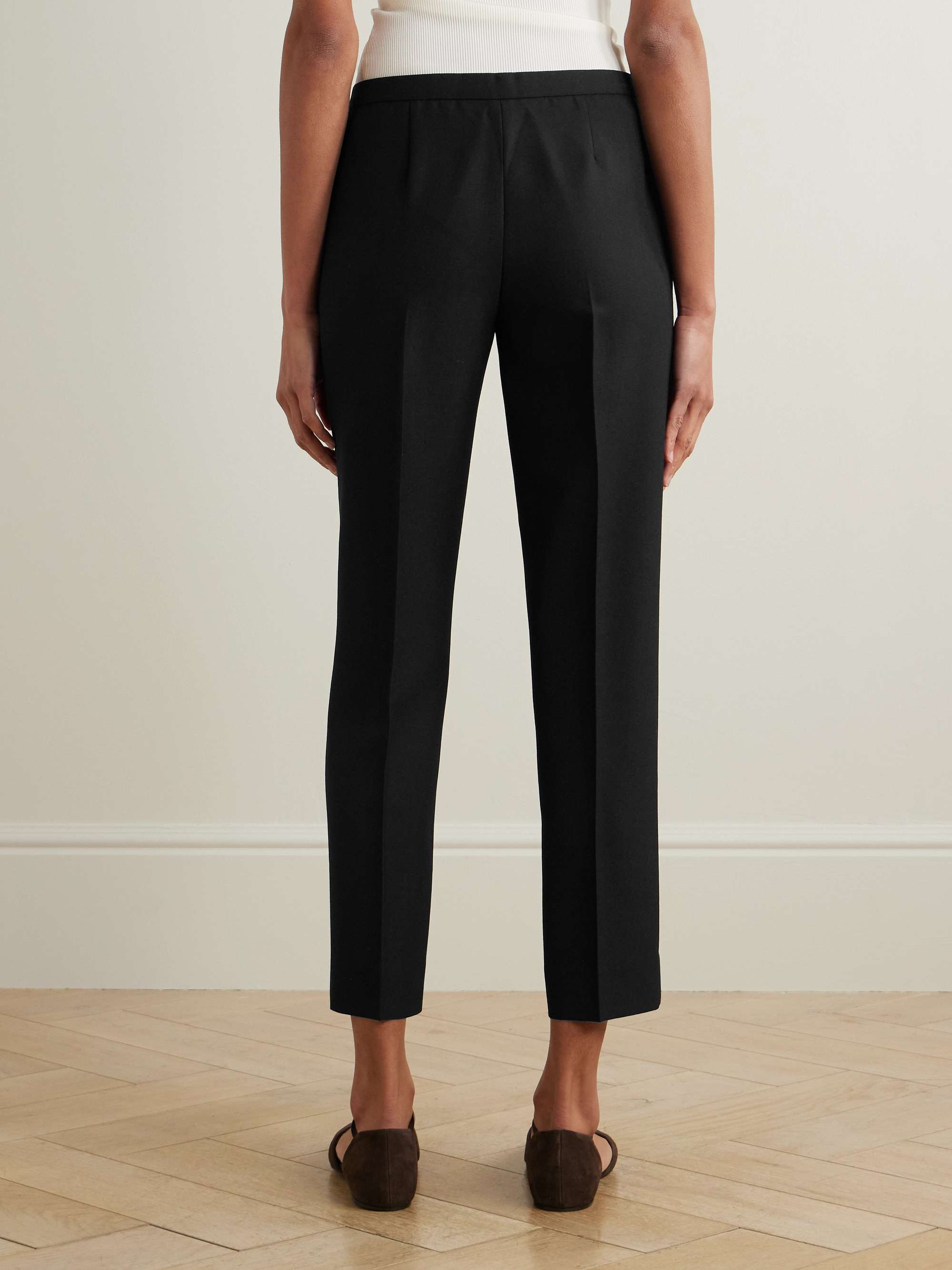 Cropped pleated grain de poudre straight-leg pants view