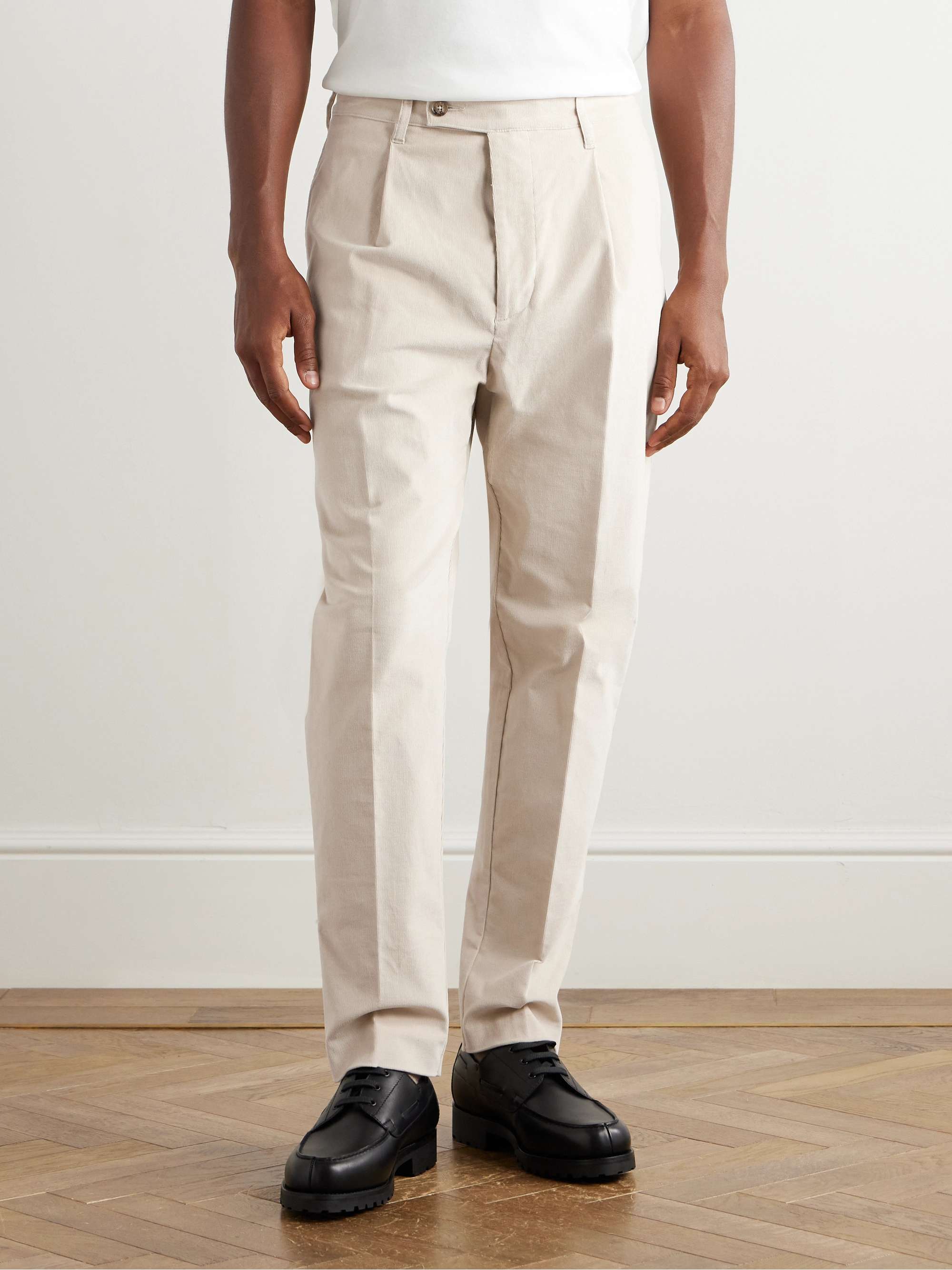 Baltimore Tapered Pleated Cotton-Blend Corduroy Trousers view