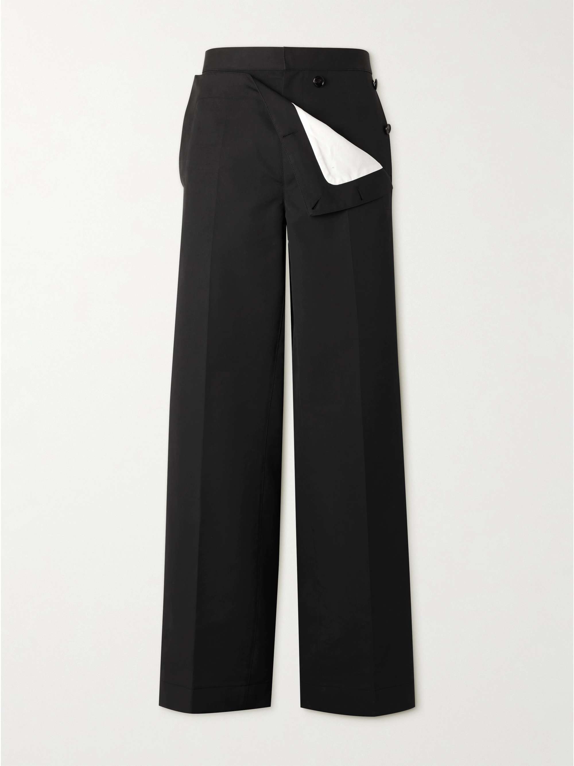 Wide-Leg Layered Cotton Trousers view