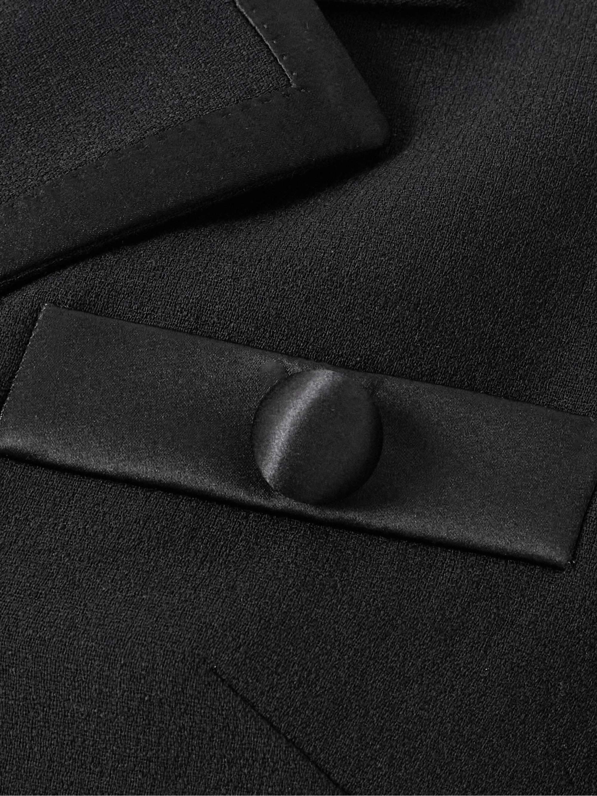 Satin-trimmed wool-blend blazer view