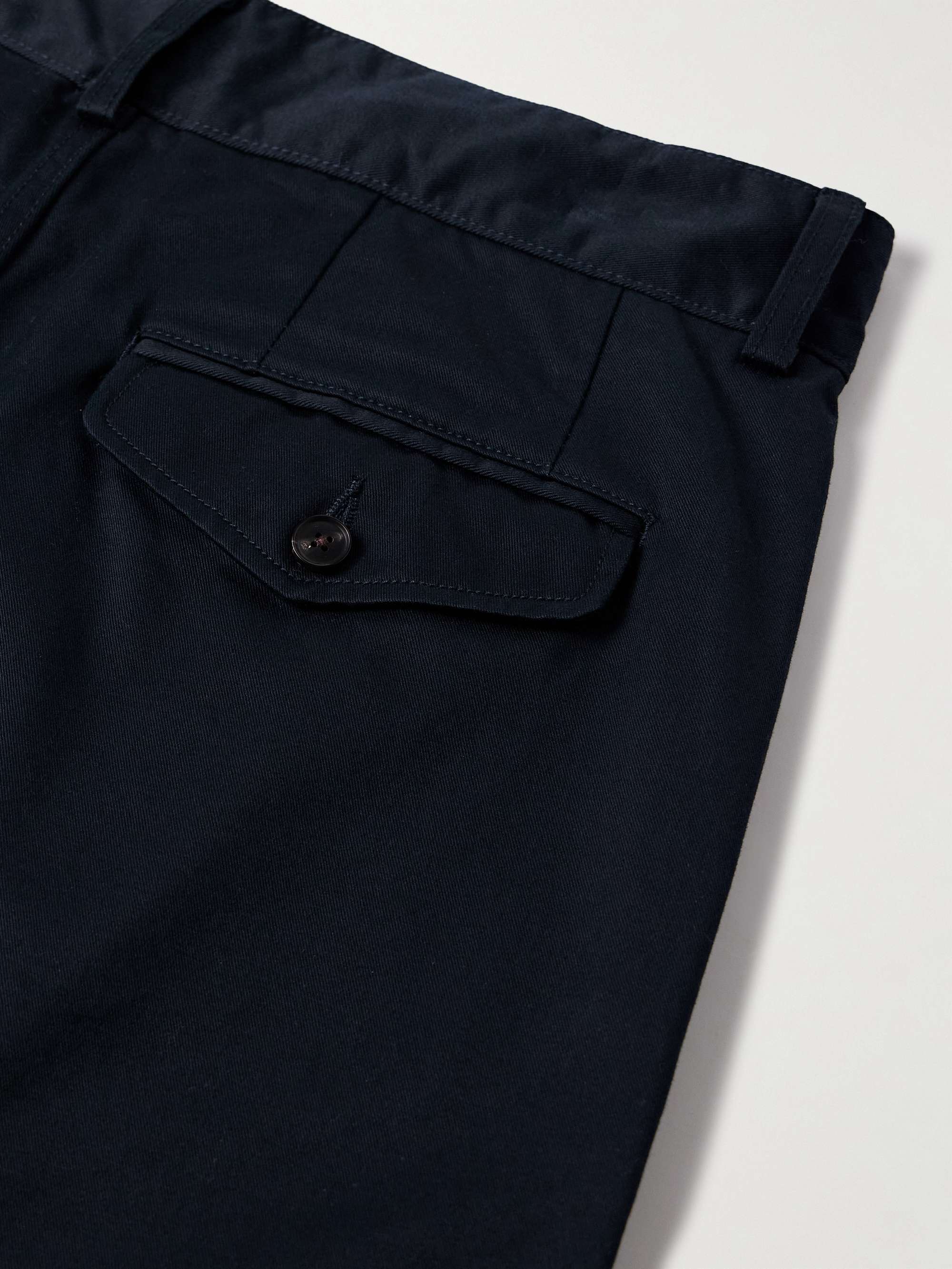 Wide-Leg Pleated Cotton-Twill Trousers view