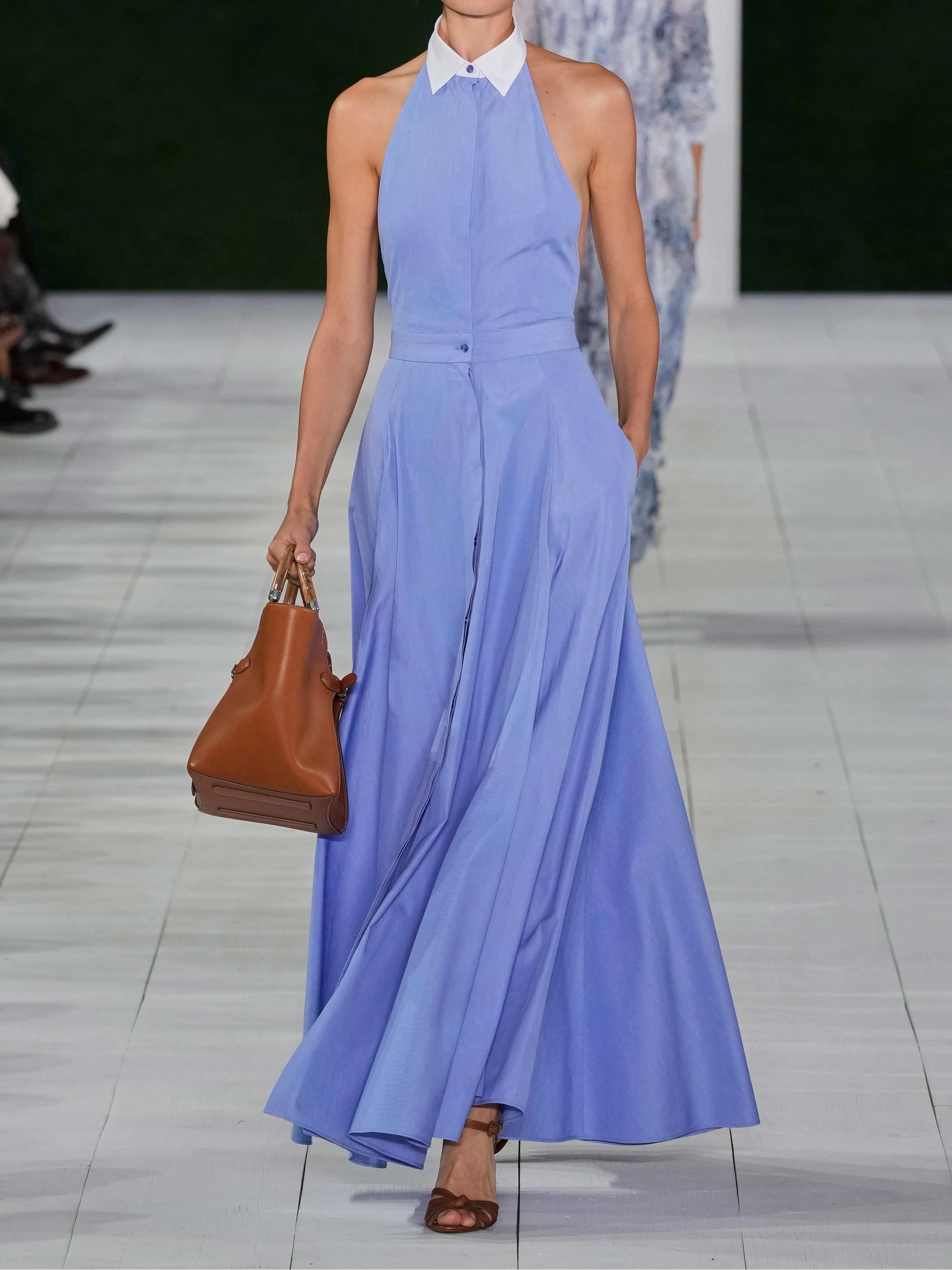 Eldred open-back pleated cotton maxi dress view