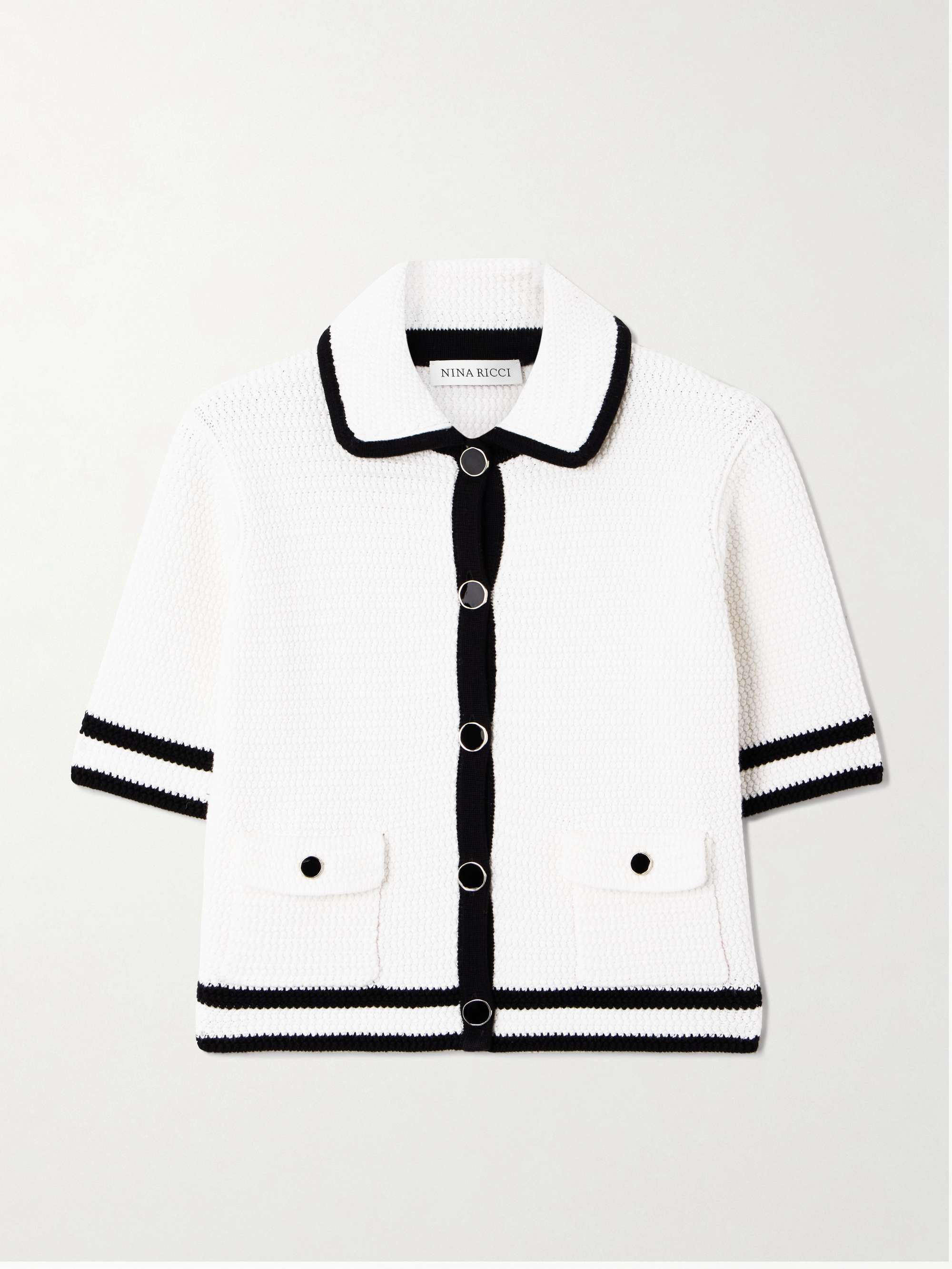 Waffle-knit cotton-blend cardigan view
