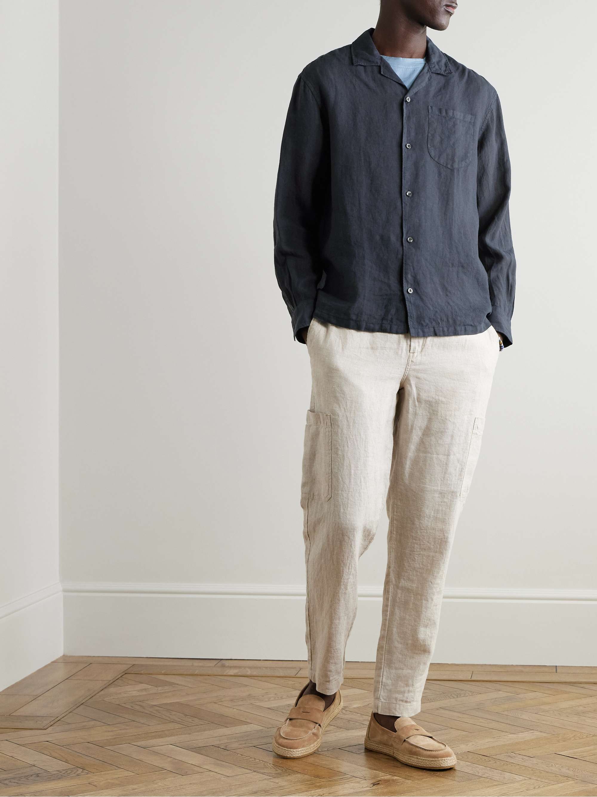 Eliot Camp-Collar Linen Shirt view