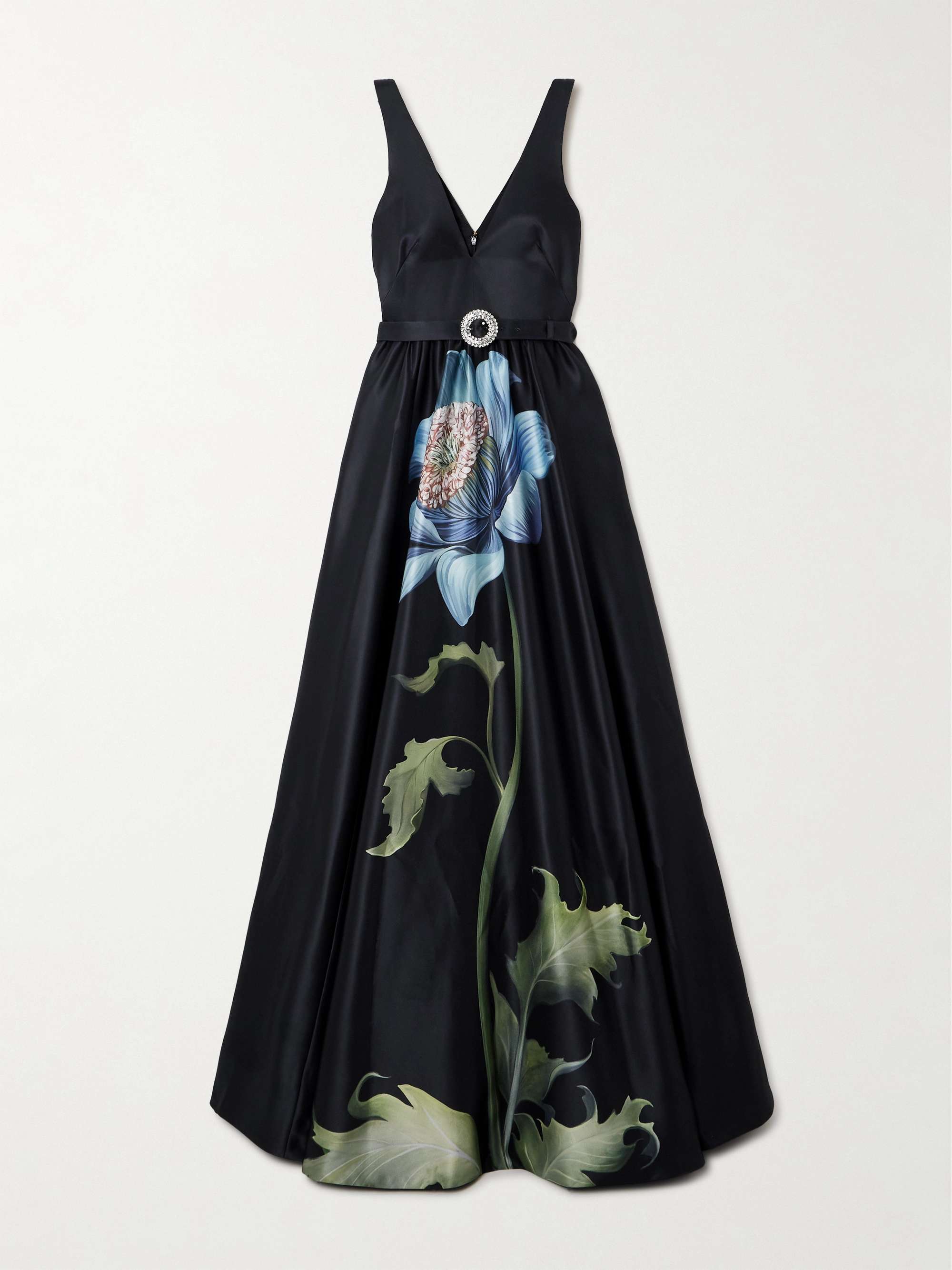 Arabella belted floral-print taffeta gown view