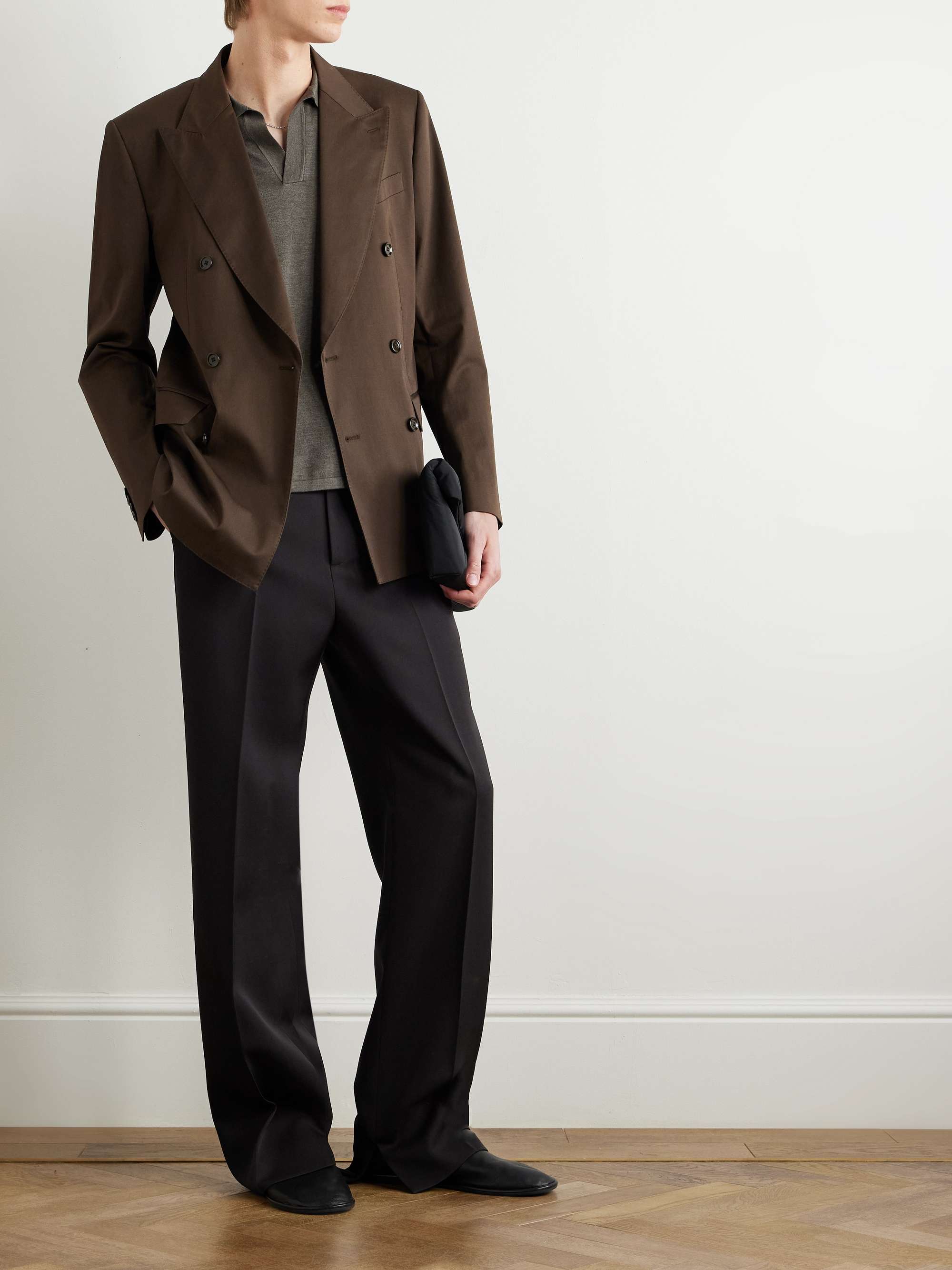 Sicilia Double-Breasted Cotton-Blend Gabardine Blazer view