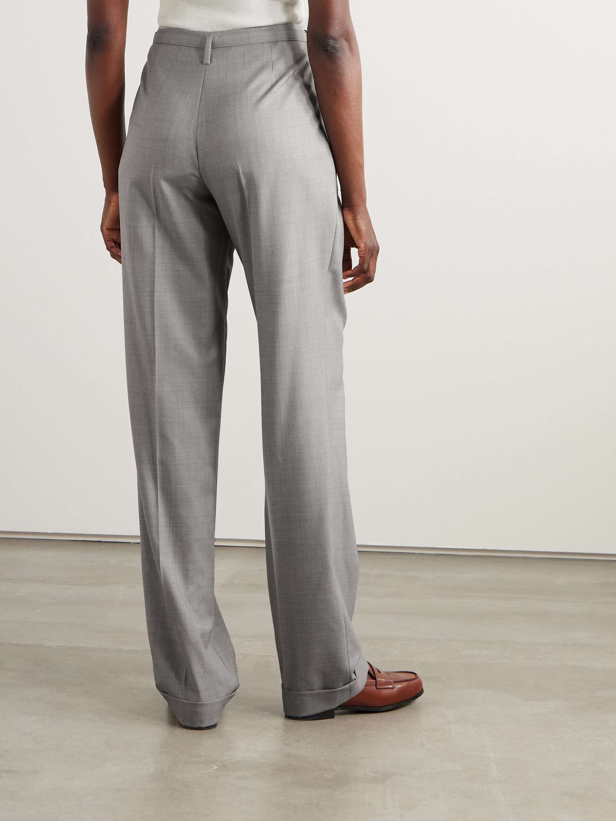 Stamford pleated wool straight-leg pants view