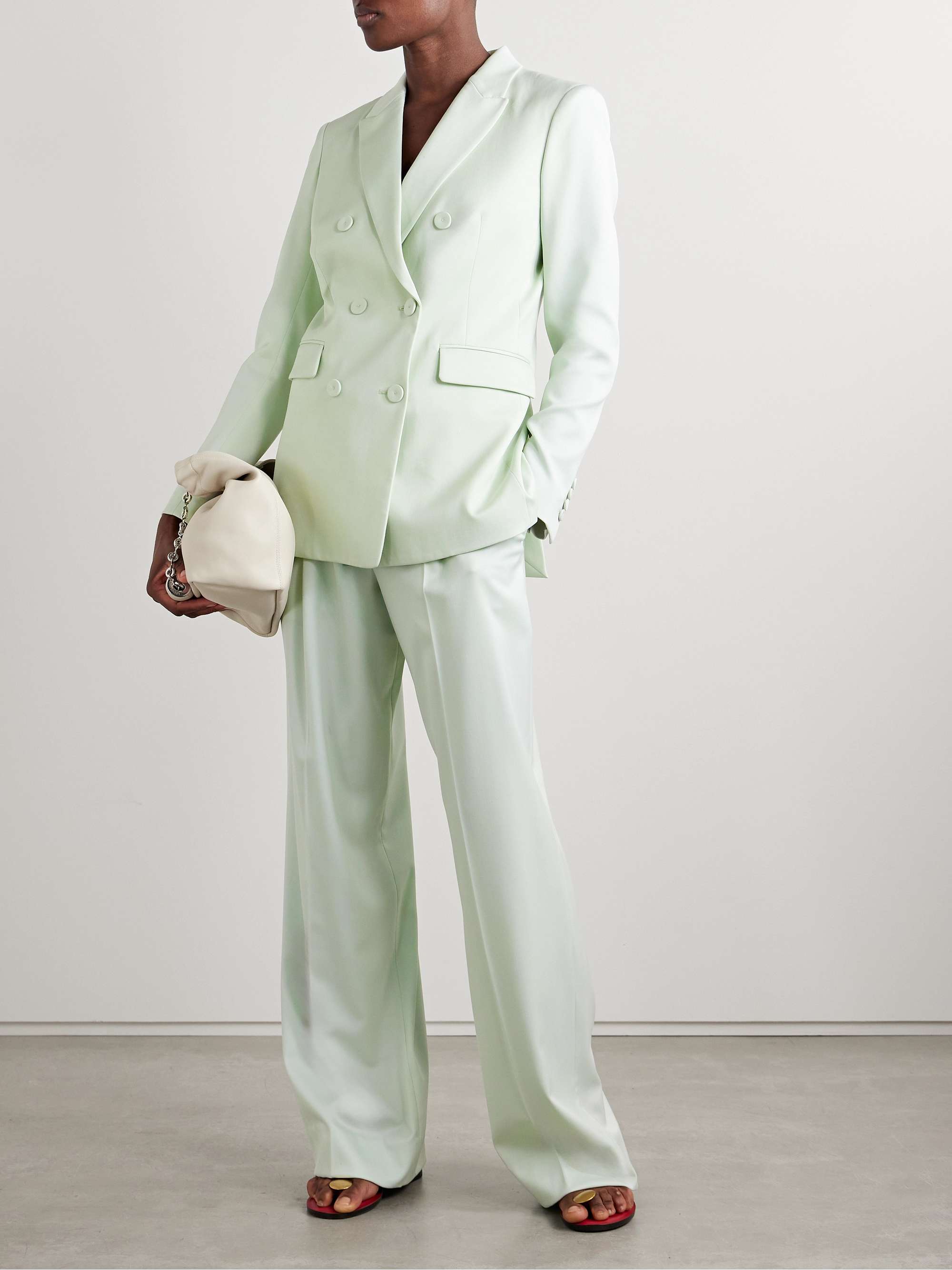 Pleated wool-blend wide-leg pants view