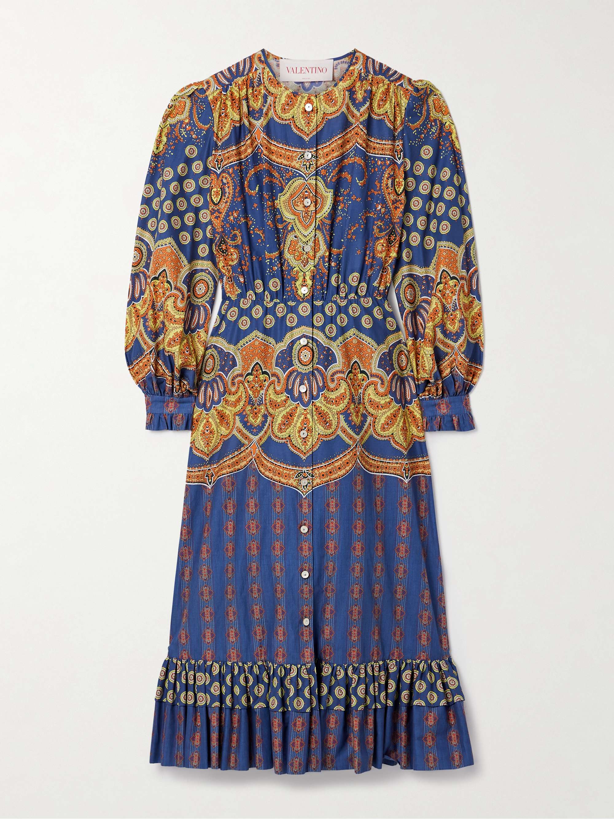 Printed cotton midi dress view