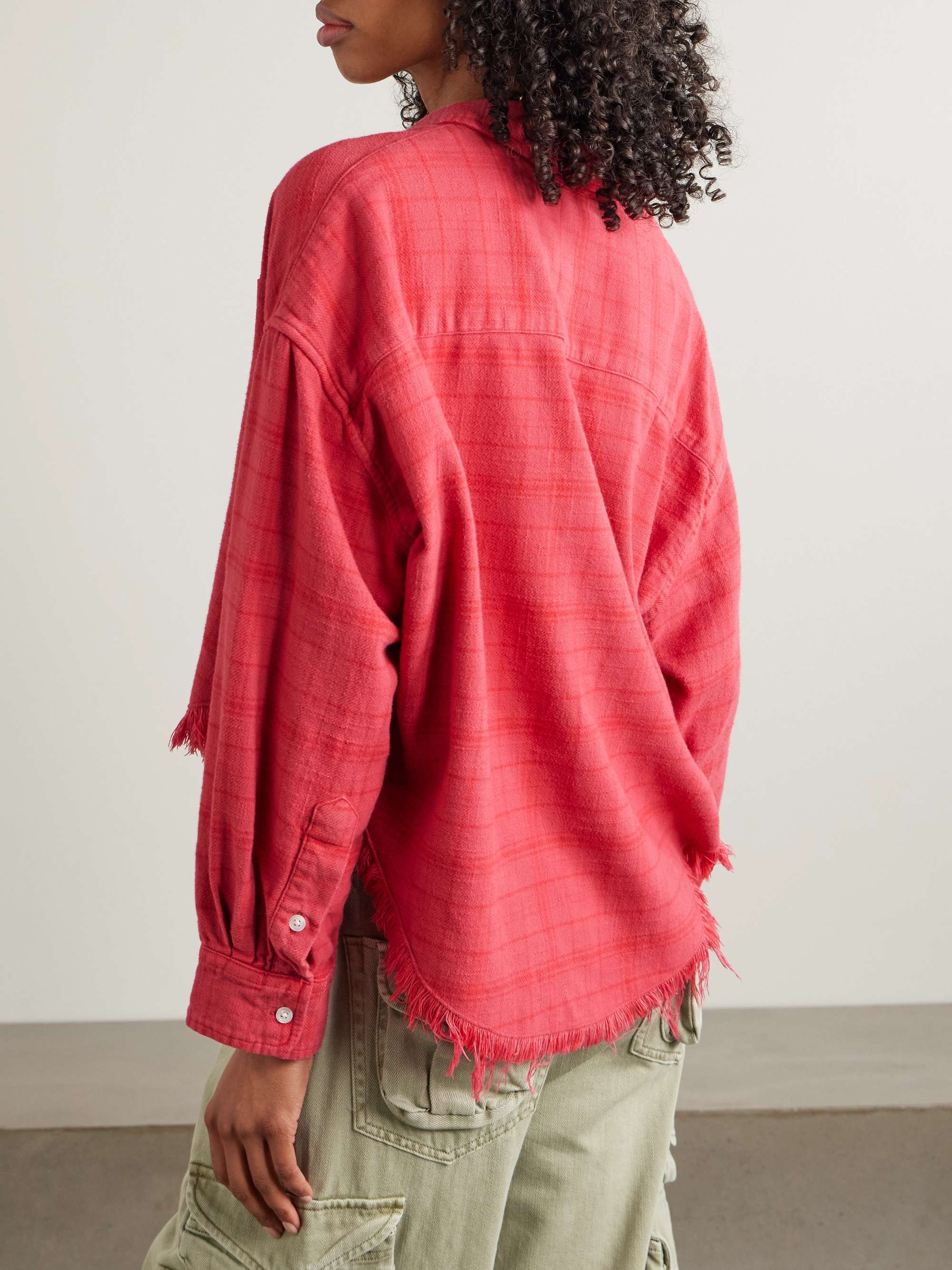 Frayed checked cotton-flannel shirt view