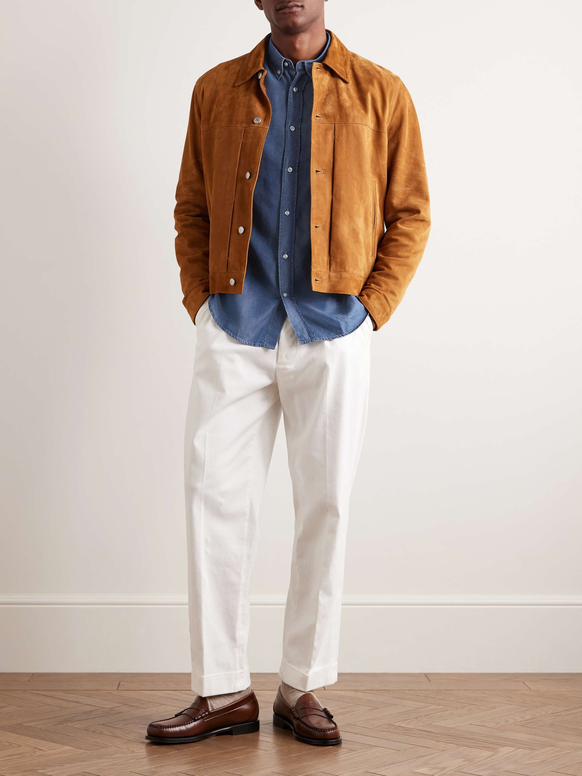 Bart Button-Down Collar Washed Lyocell-Chambray Shirt view