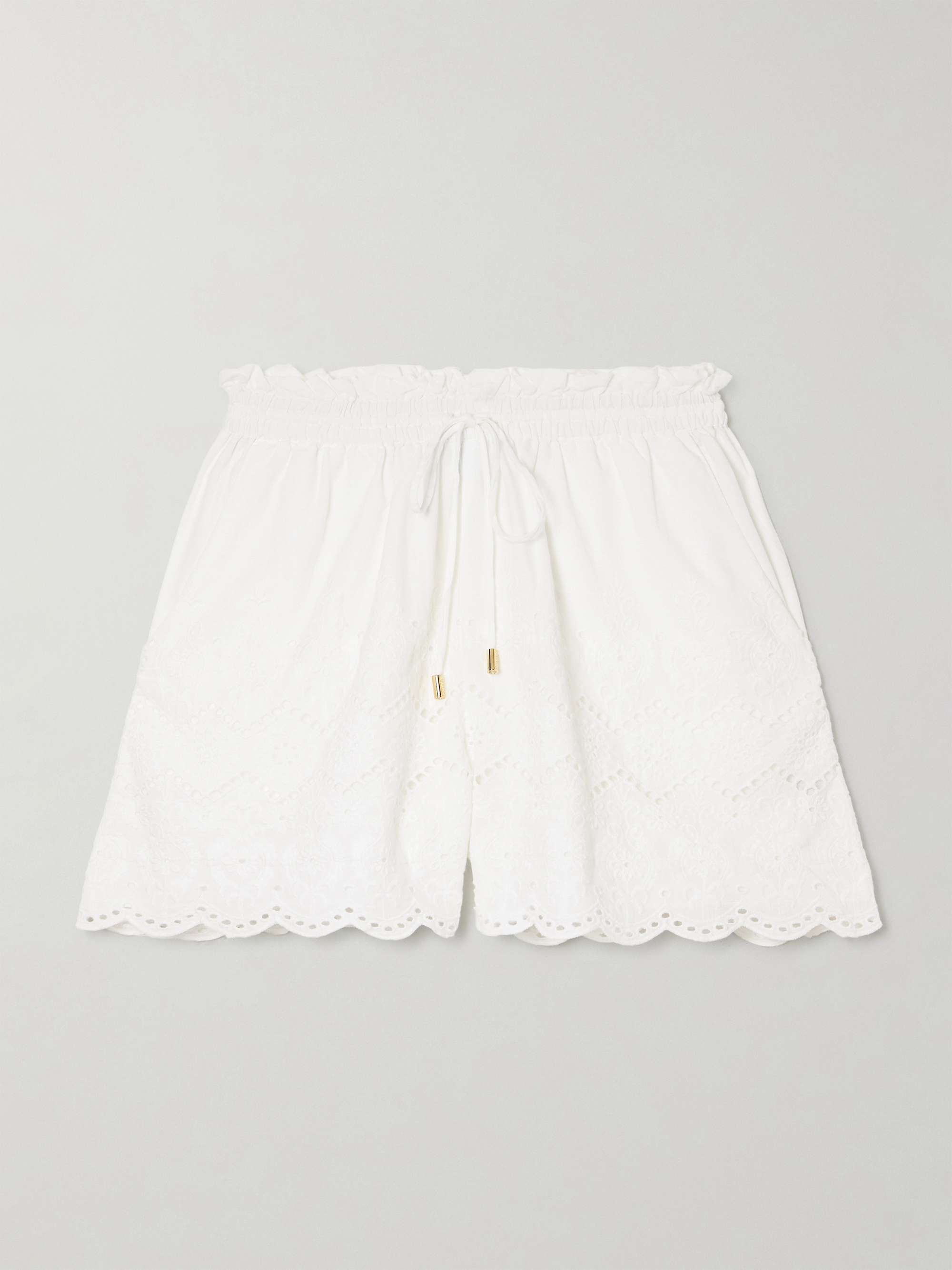 Indy scalloped broderie anglaise cotton-poplin shorts view