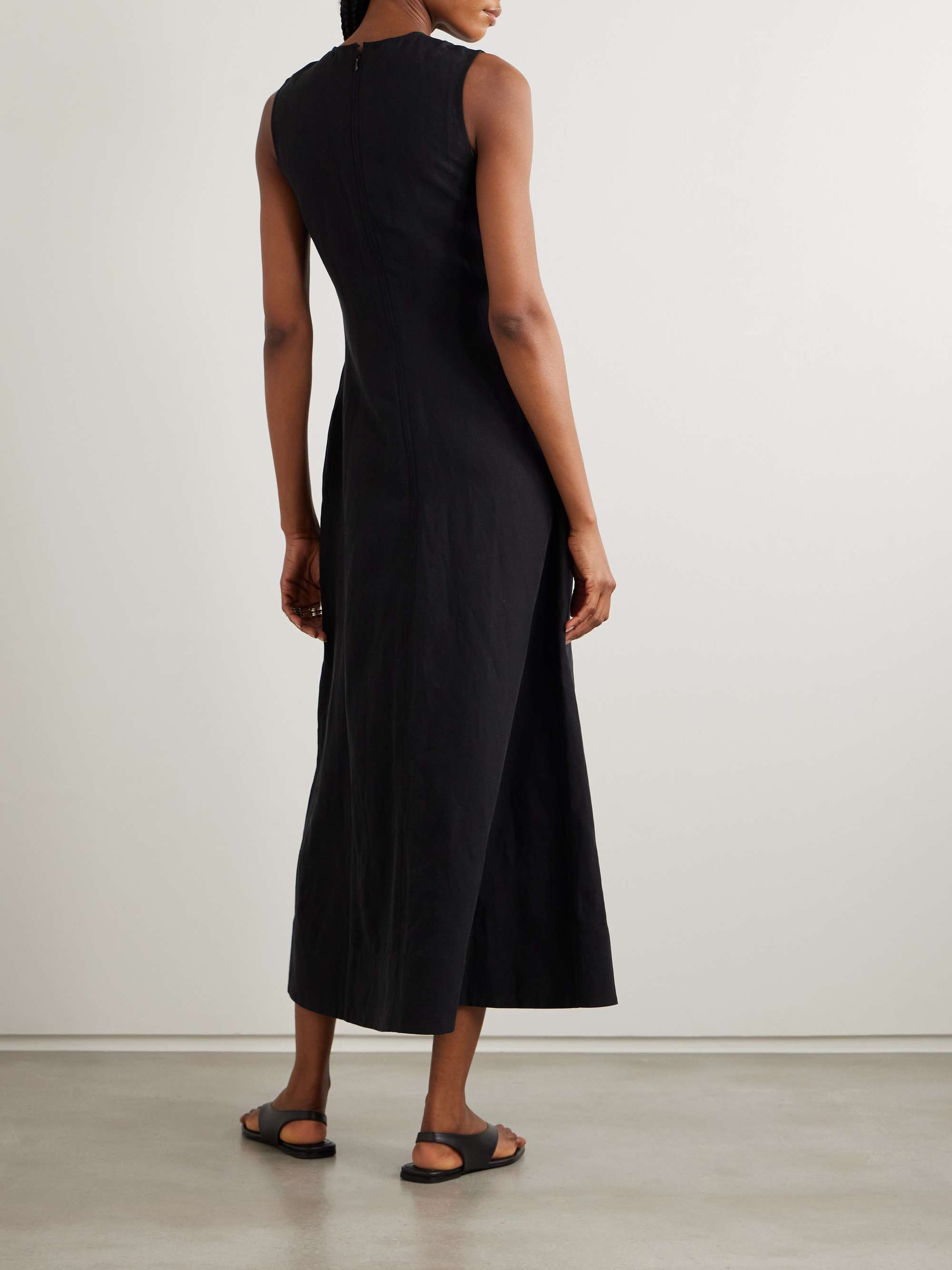Lyocell and linen-blend midi dress view