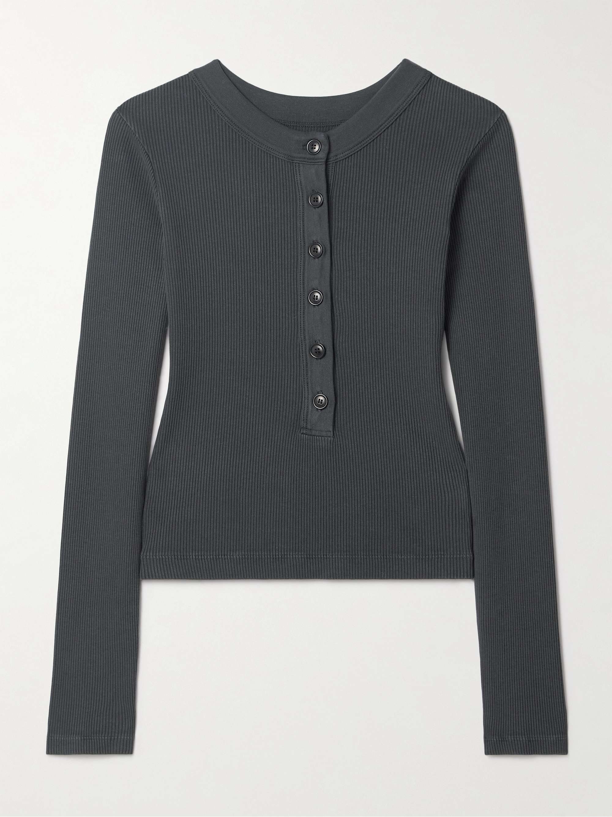 Varra ribbed jersey Henley top view