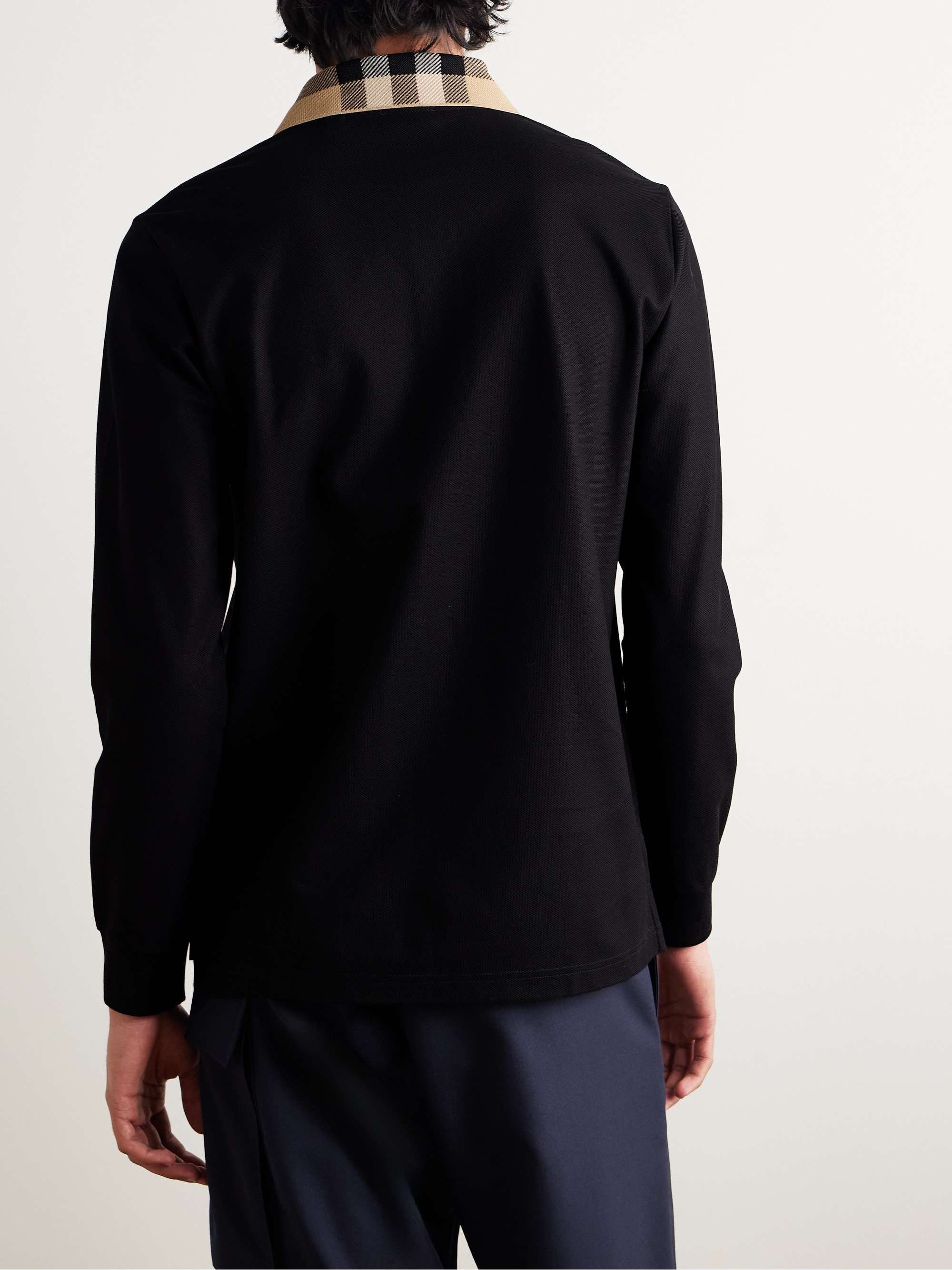 Checked Cotton-Piqué Polo Shirt view
