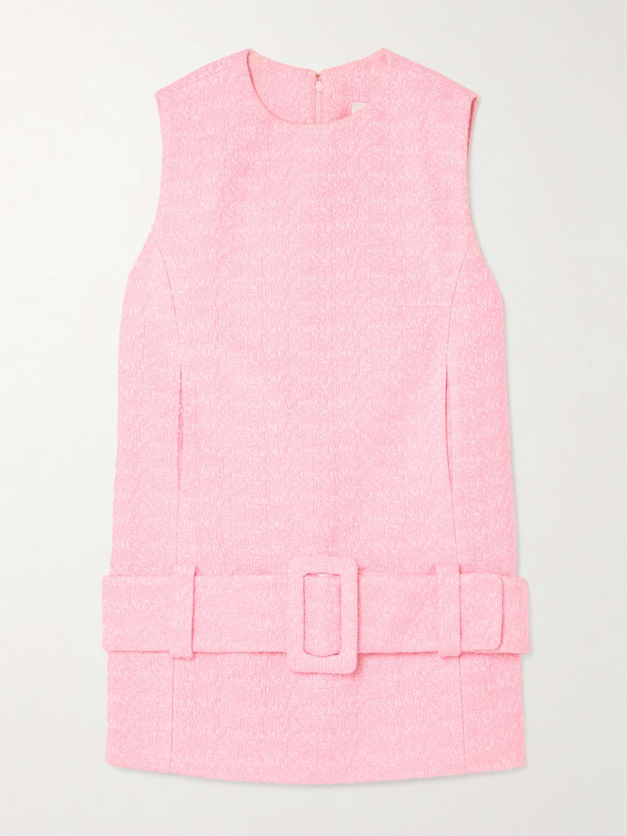 Belted cotton-blend bouclé-tweed mini dress view