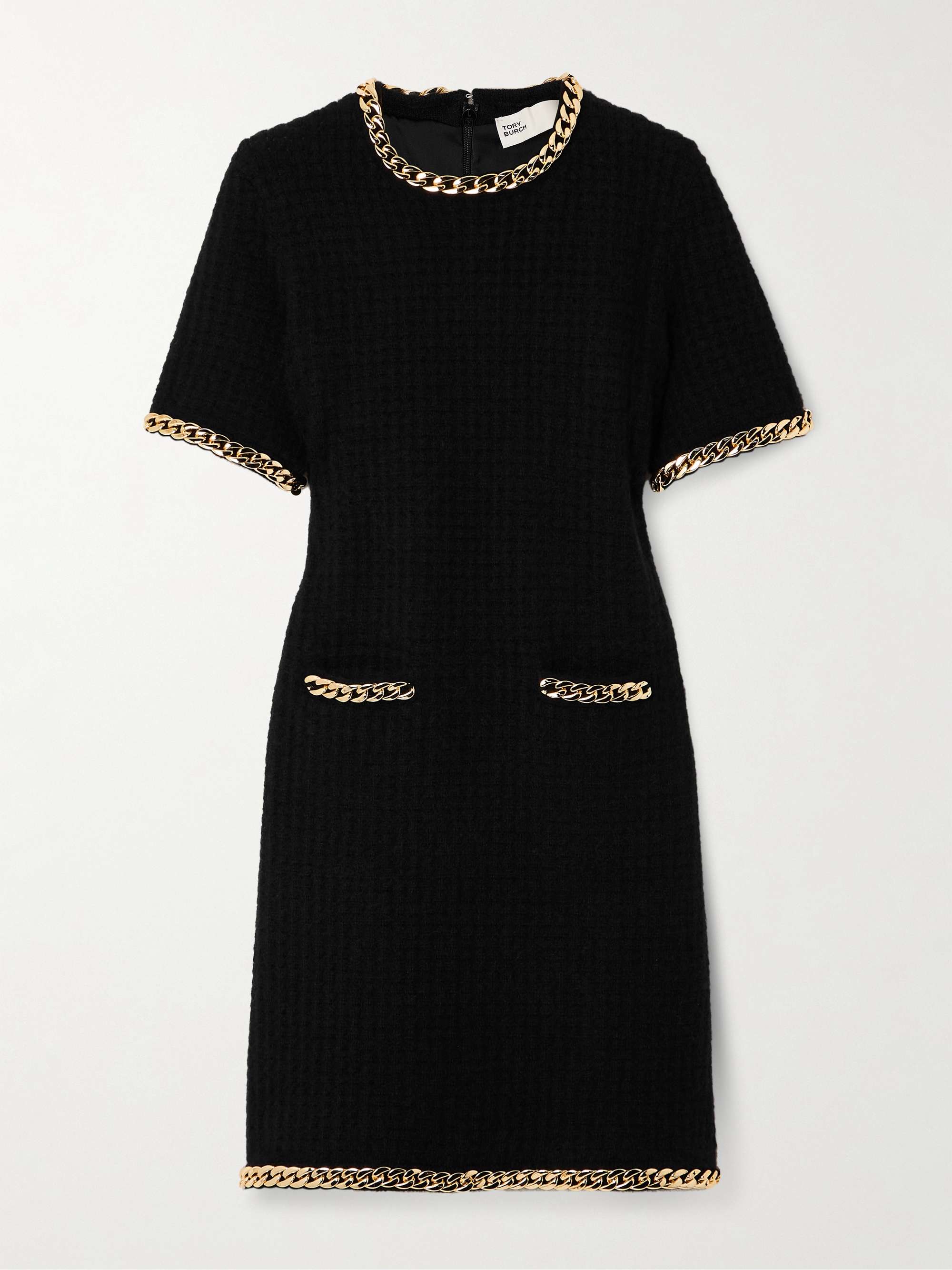 Chain-embellished waffle-knit mini dress view