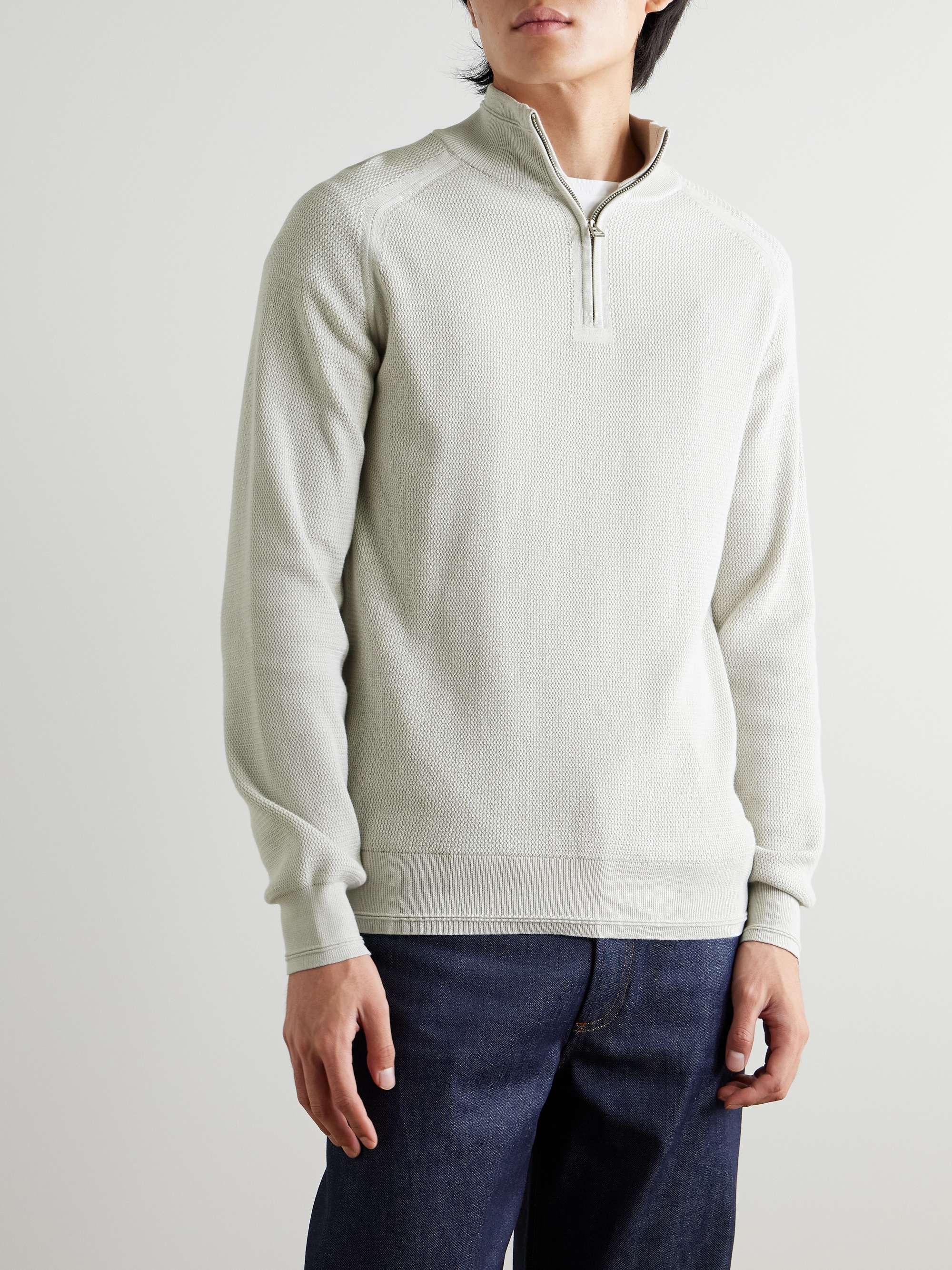 Guide Logo-Appliquéd Cotton Half-Zip Sweater view
