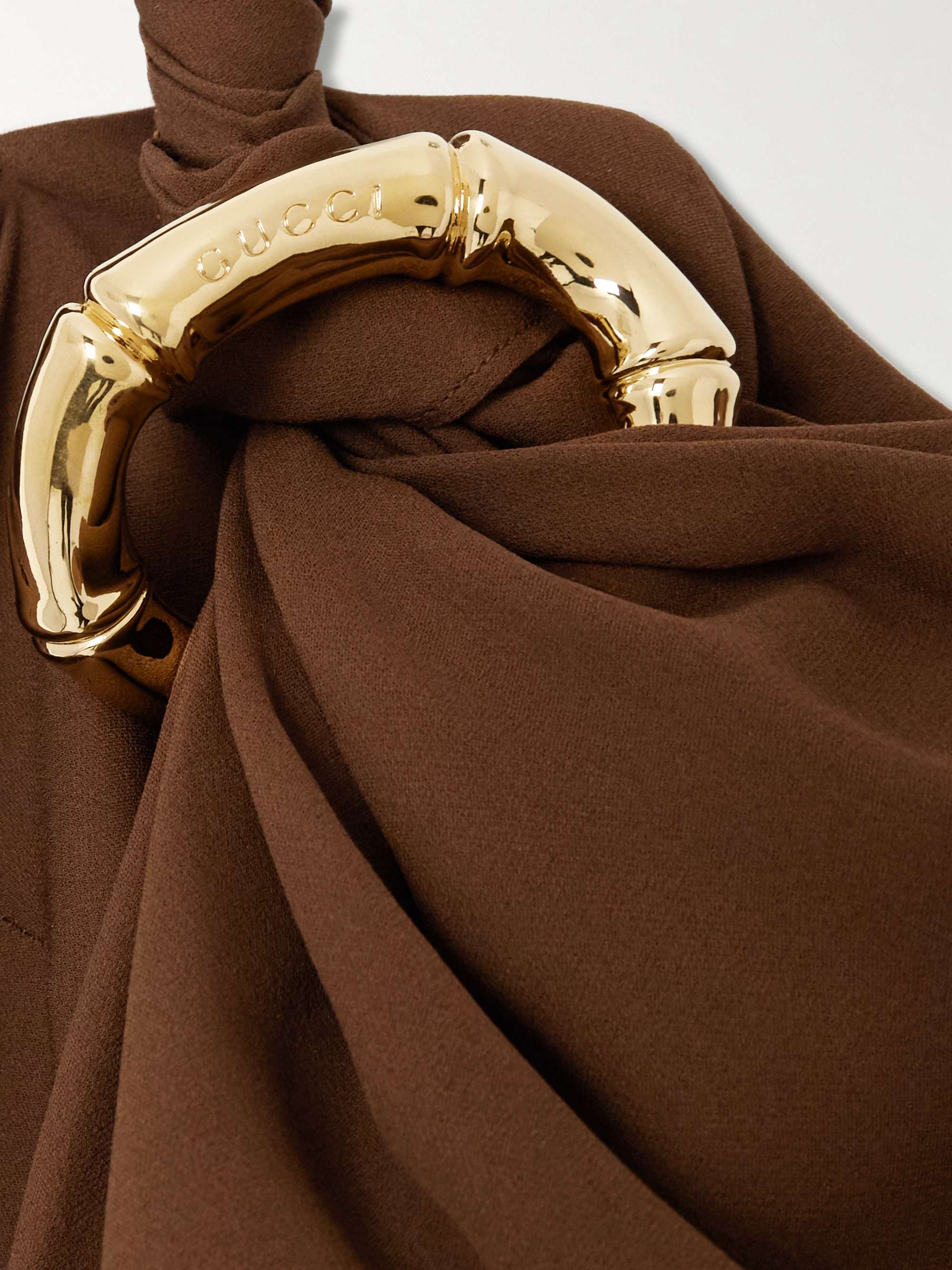 Cape-effect embellished silk-crepe midi dress view