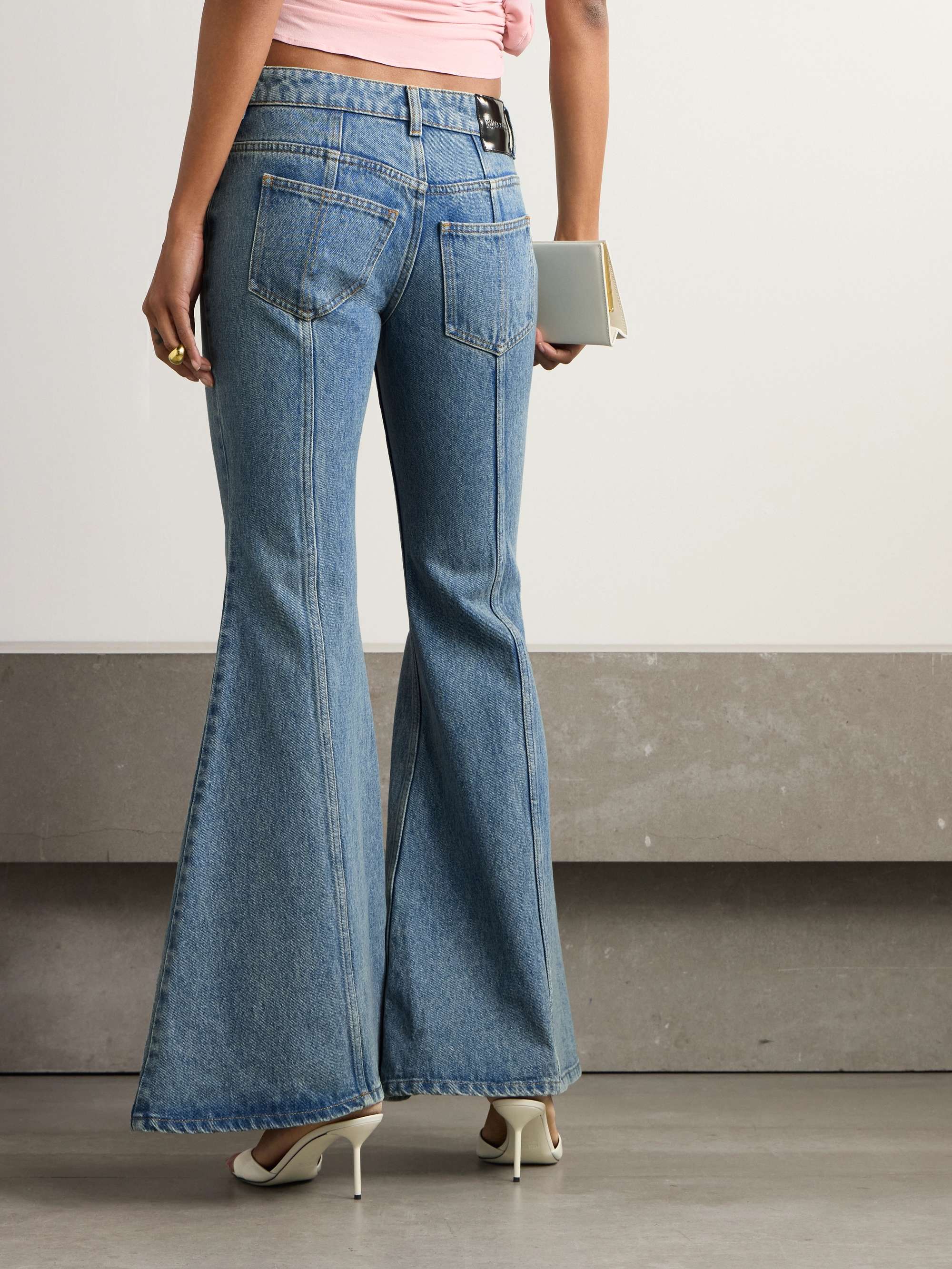 Paneled mid-rise flared jeans view
