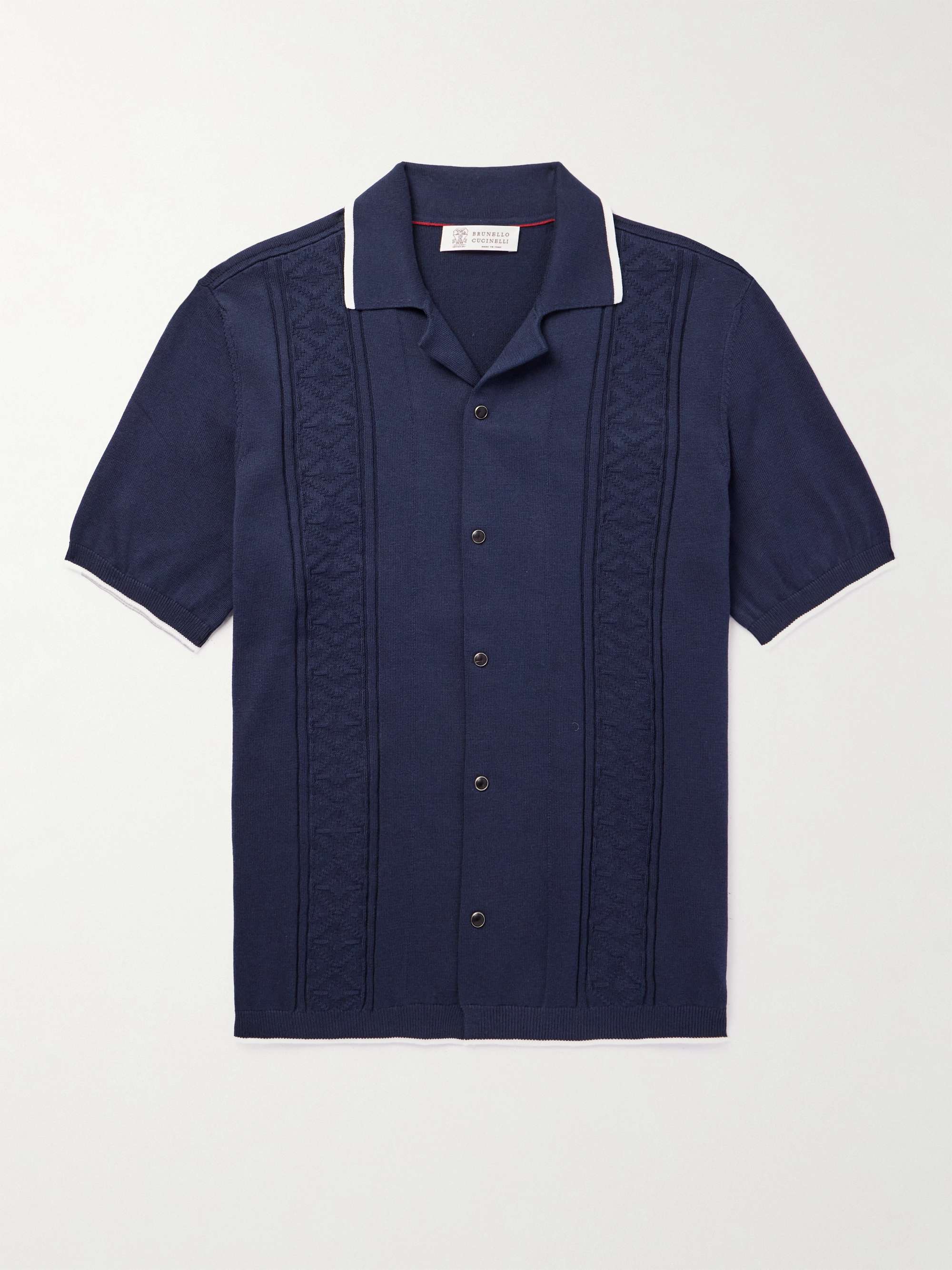 Slim-Fit Jacquard-Knit Cotton Shirt view