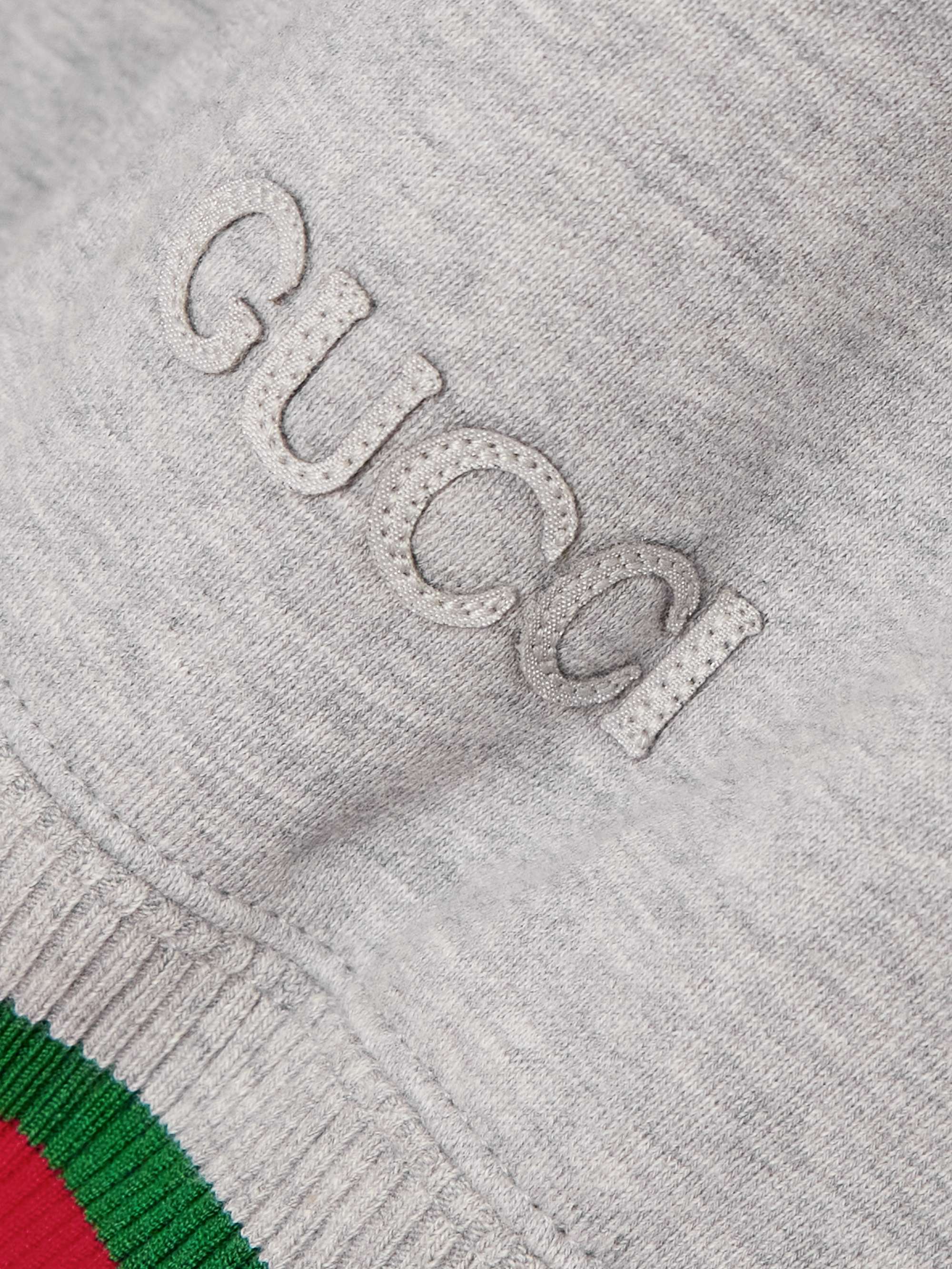 Appliquéd striped cotton-jersey half-zip sweatshirt view