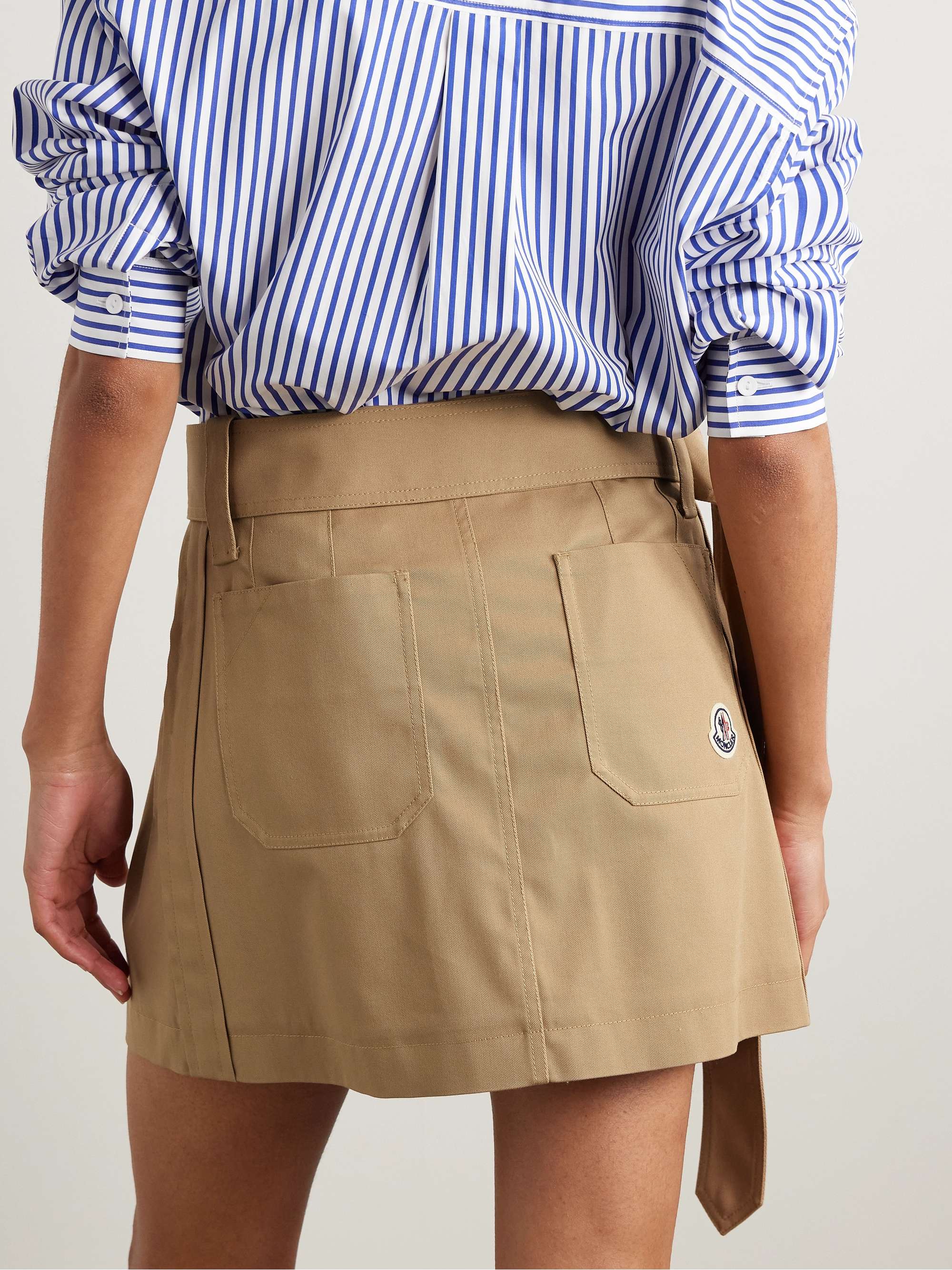Belted pleated twill mini skirt view