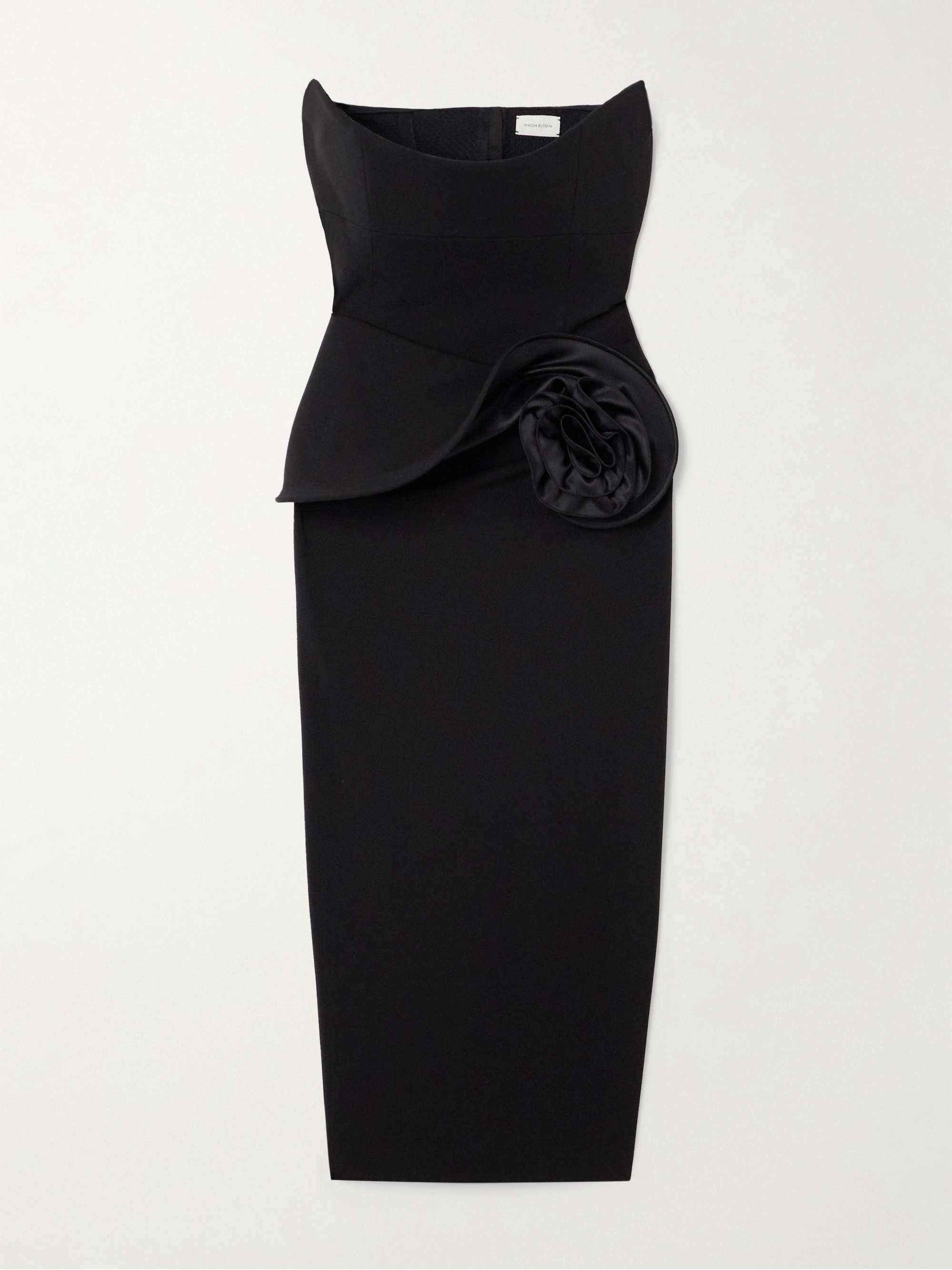 Strapless appliquéd crepe midi dress view