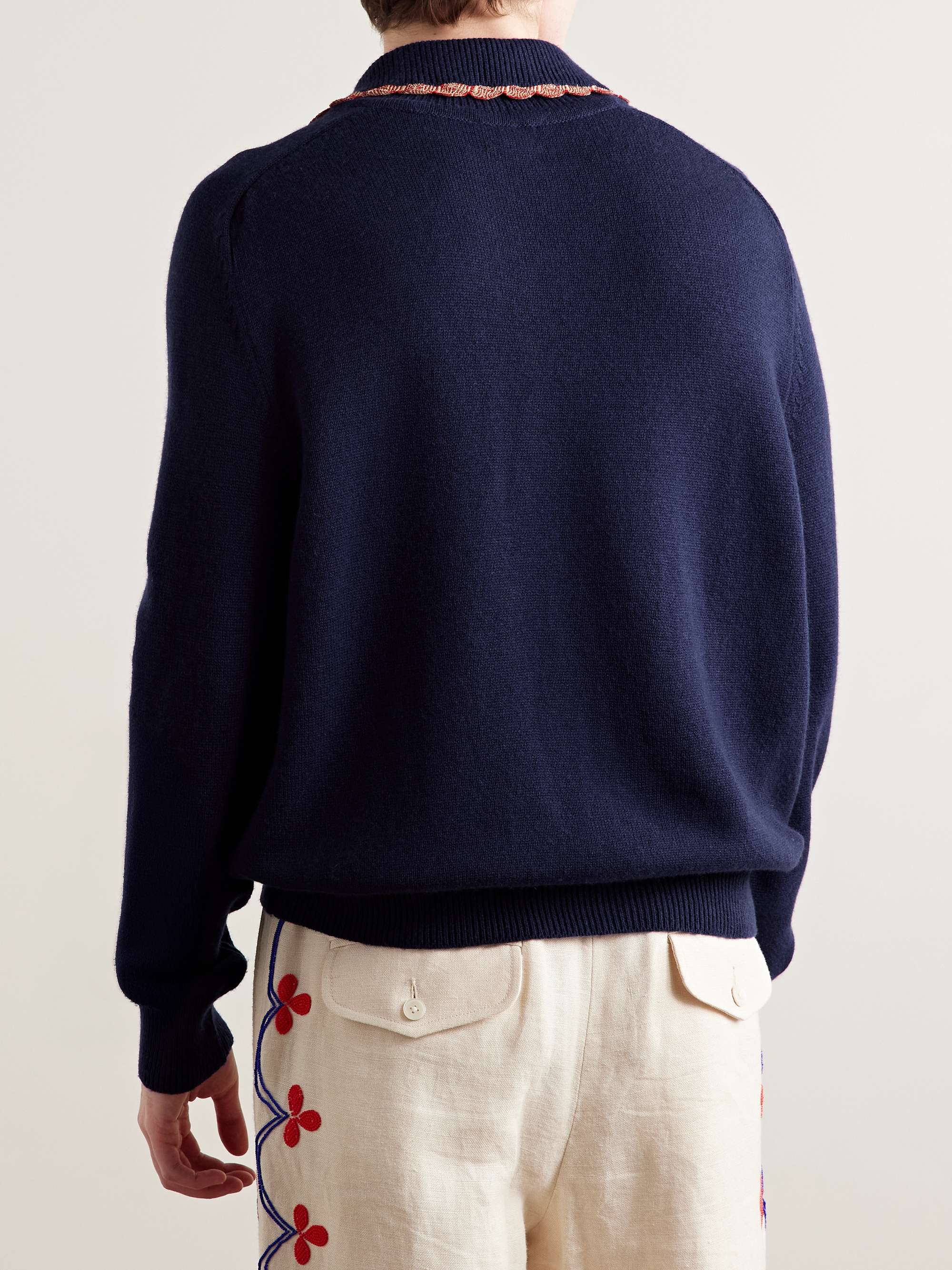 Rookie Appliquéd Embellished Wool and Cashmere-Blend Polo Shirt view