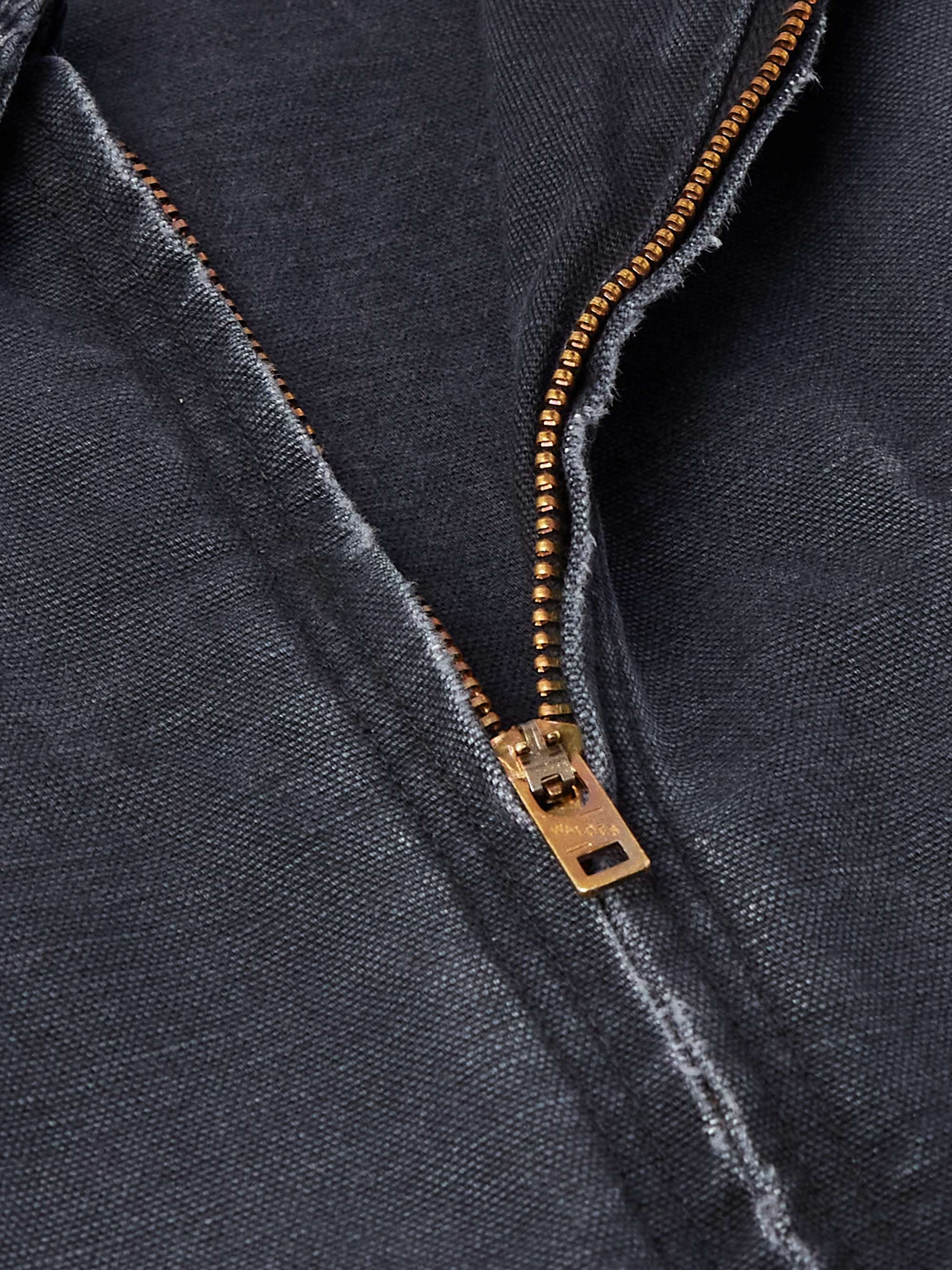 Corduroy-Trimmed Logo-Embroidered Distressed Cotton-Canvas Jacket view