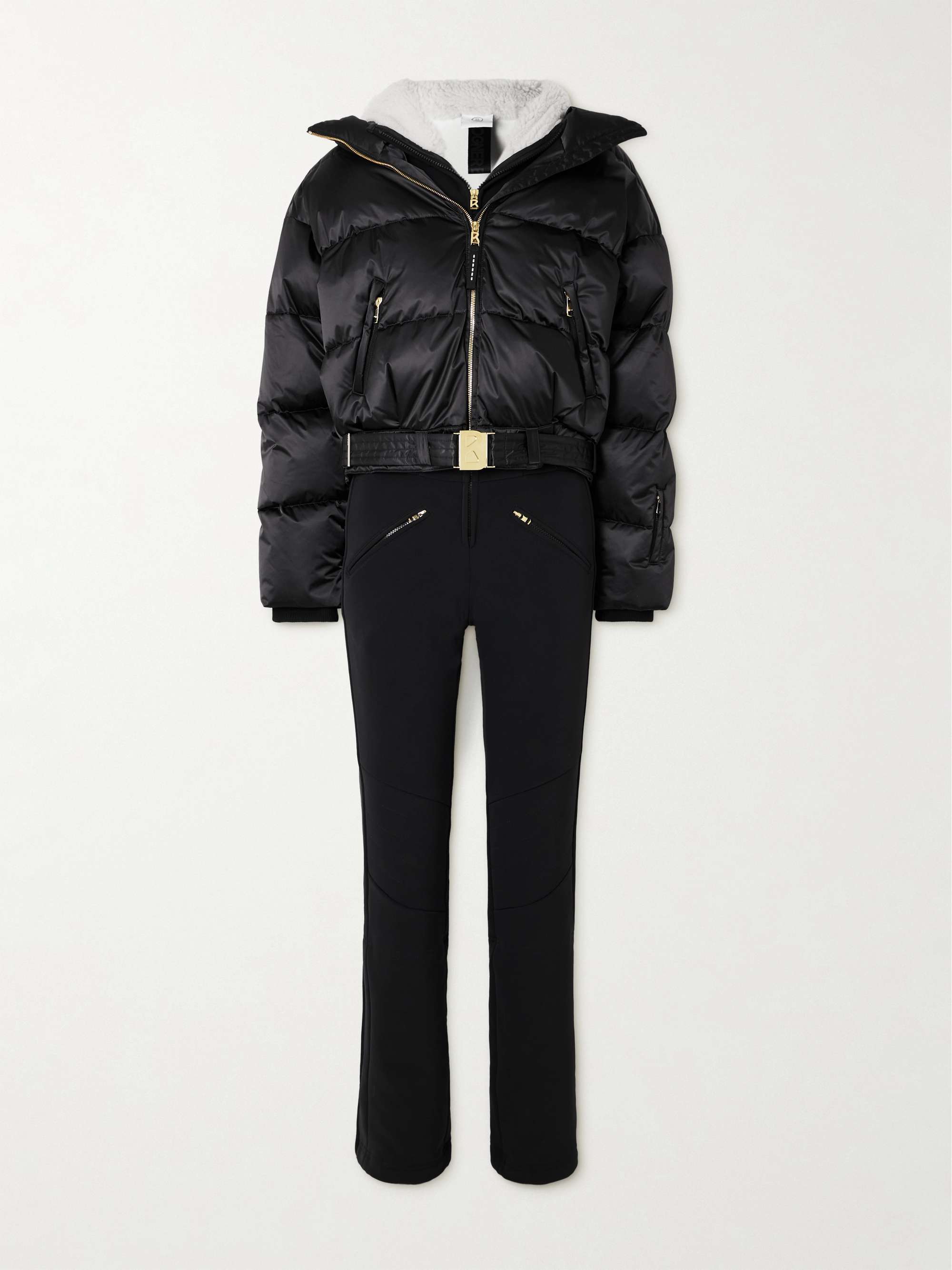 Aya convertible hooded belted quilted recycled down ski suit view