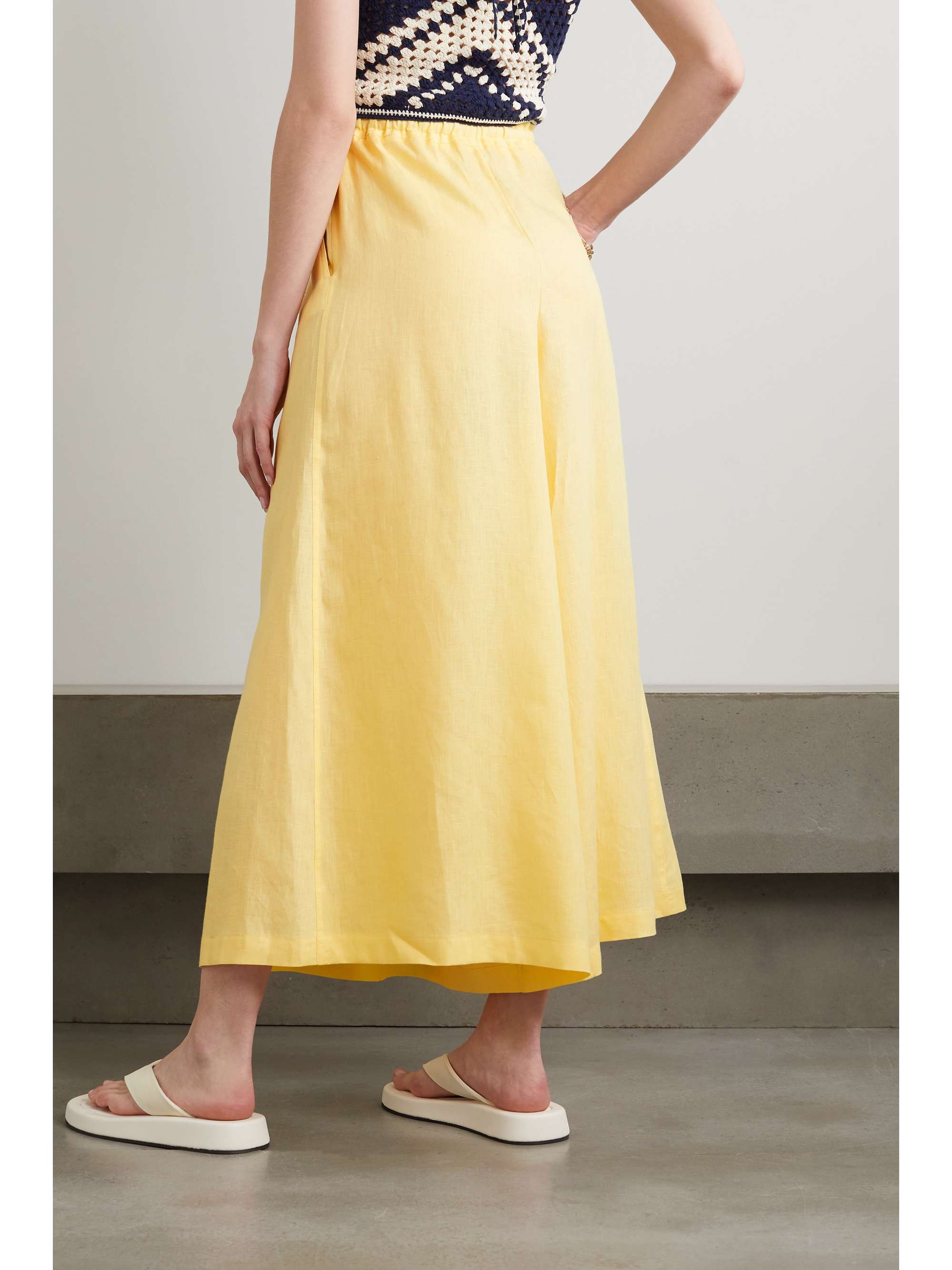 Belted linen wide-leg pants view