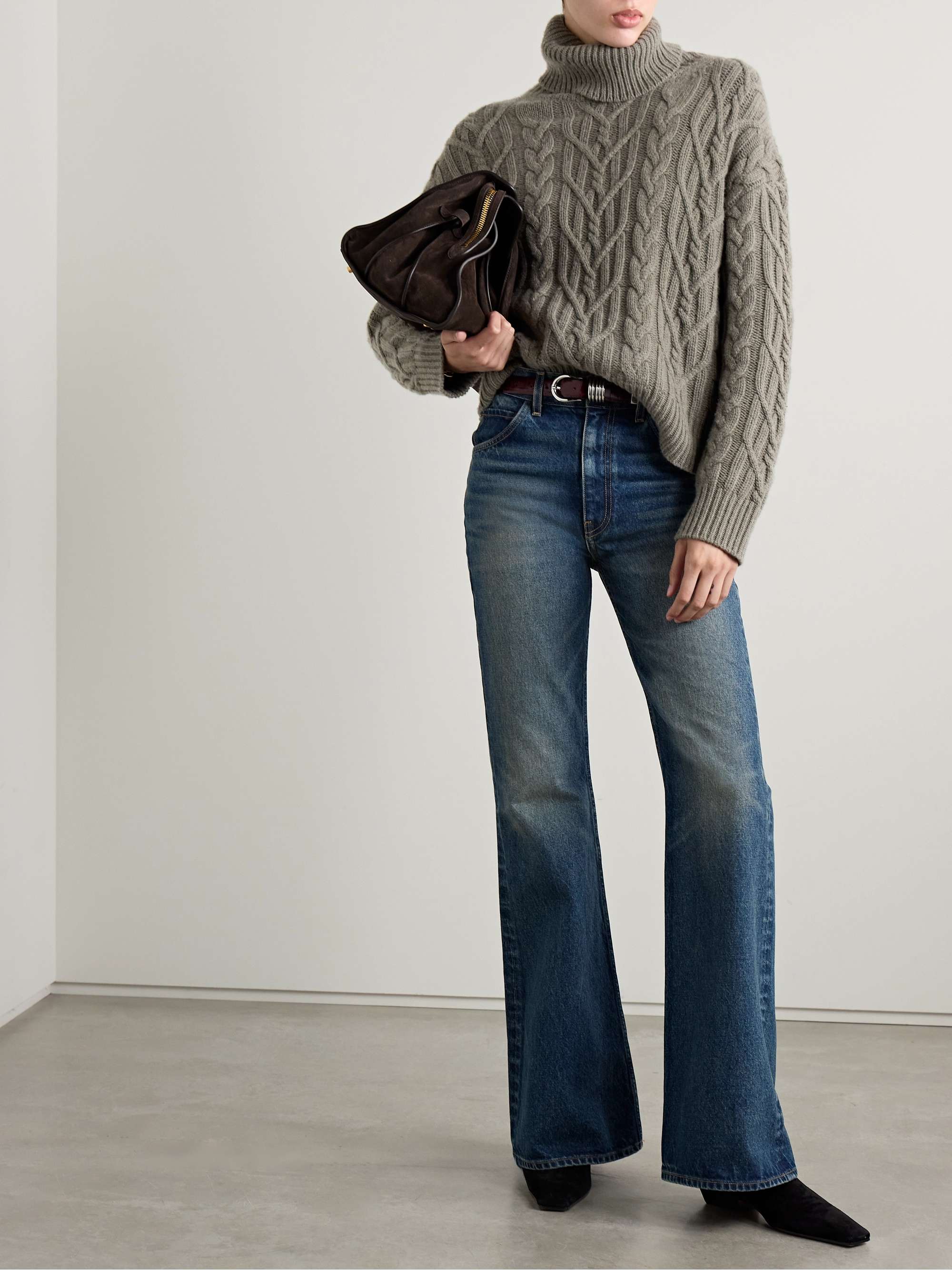Gigi cable-knit cashmere turtleneck sweater view