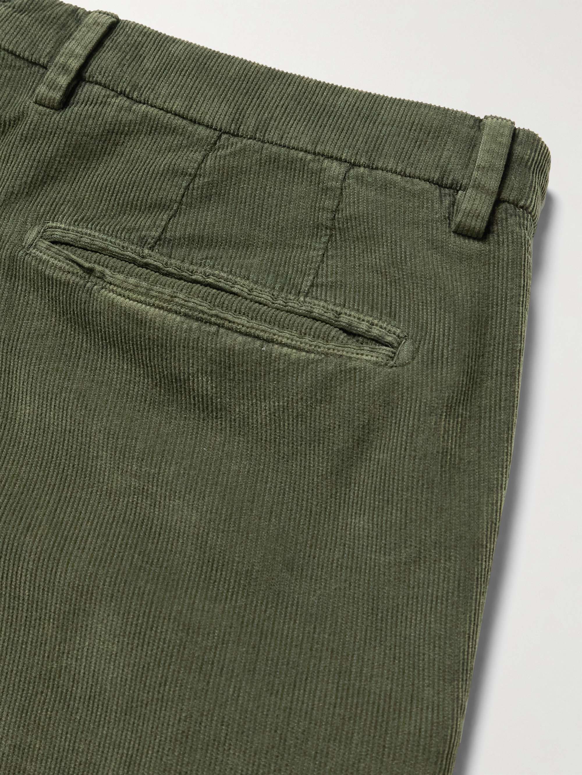 Slim-Fit Pleated Garment-Dyed Cotton-Blend Corduroy Suit Trousers view