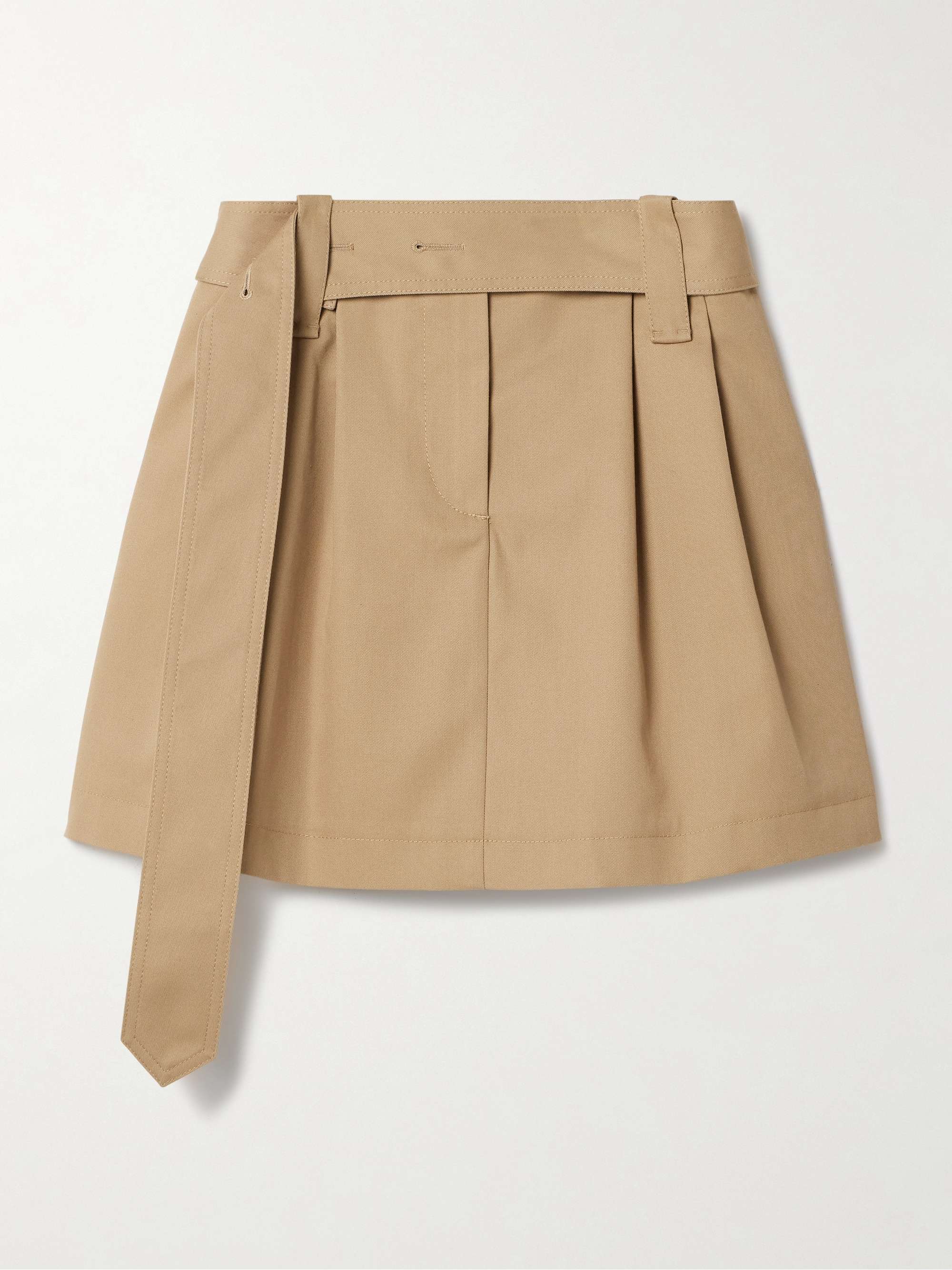 Belted pleated twill mini skirt view