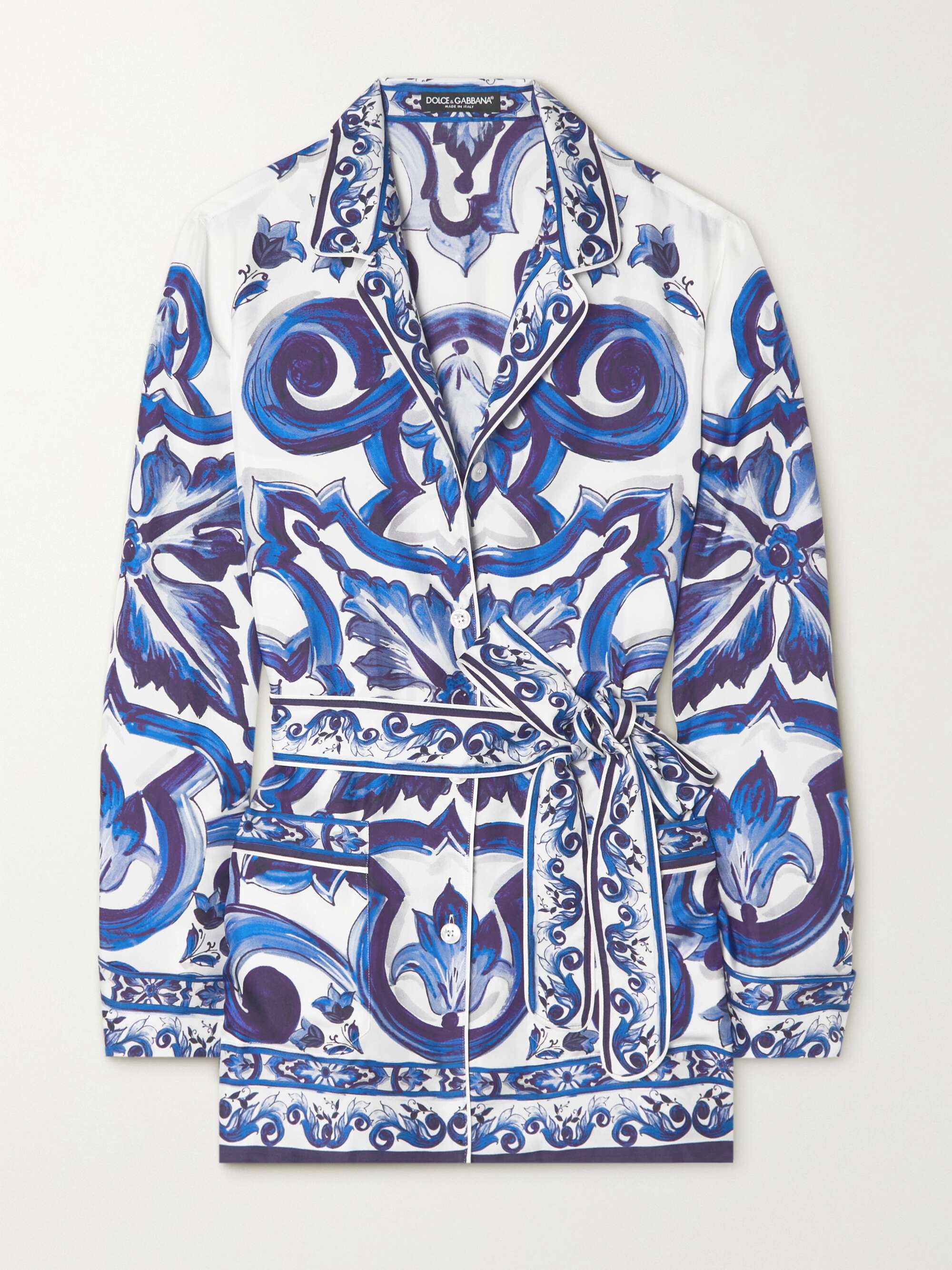 Maiolica printed silk-satin shirt view