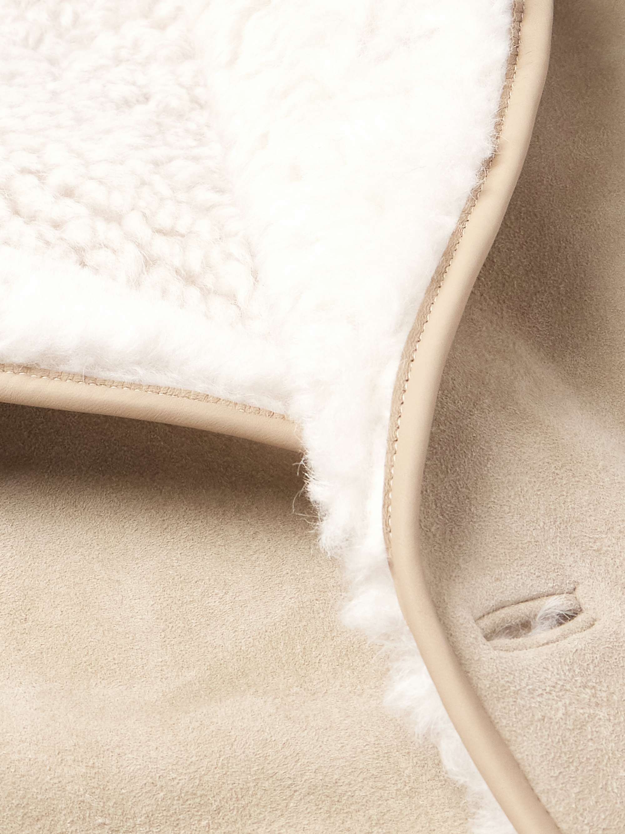 Leather-Trimmed Shearling Coat view