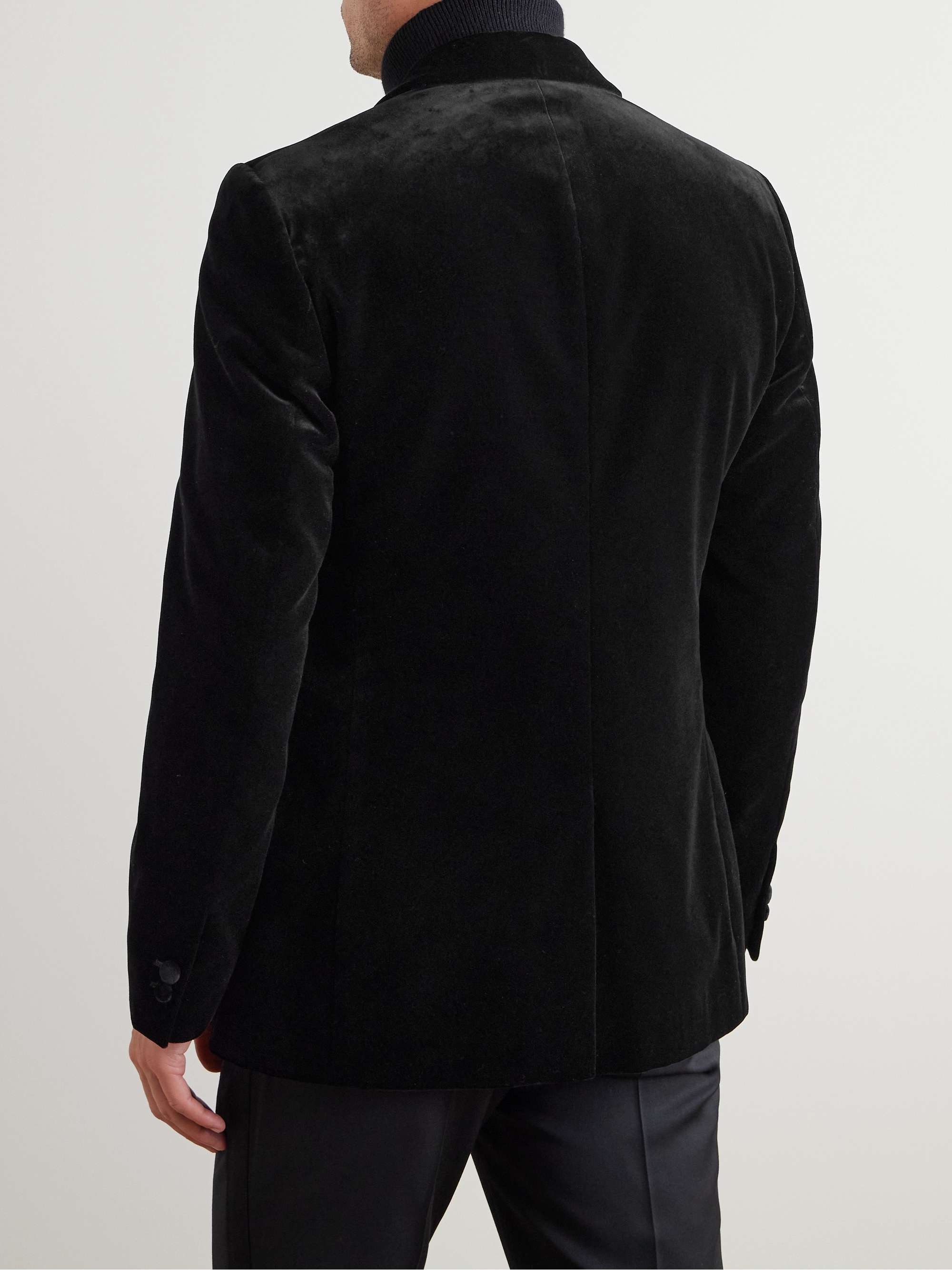 Slim-Fit Shawl-Collar Cotton-Velvet Tuxedo Jacket view
