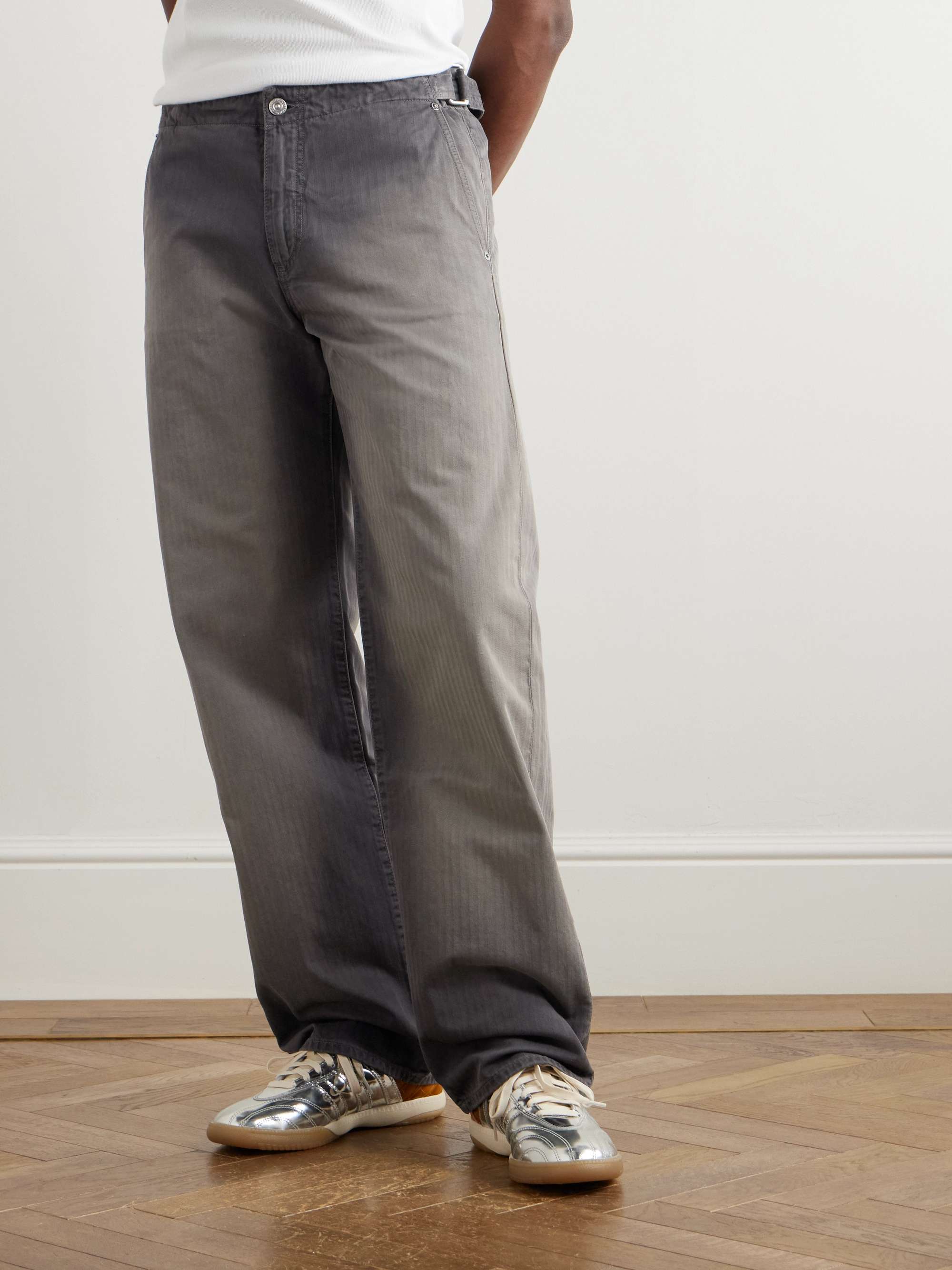 Straight-Leg Herringbone Jeans view